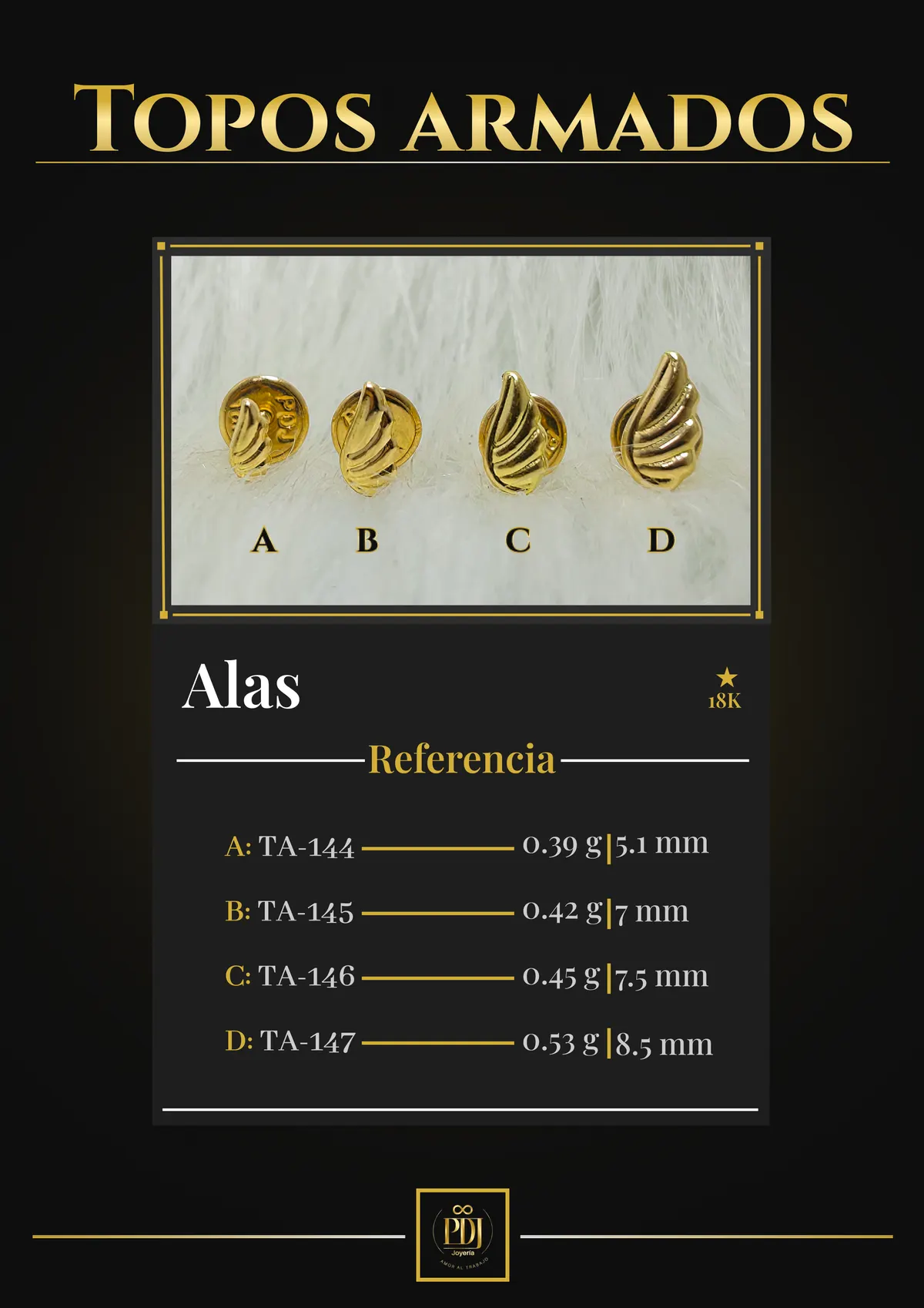 Póster de Alas en oro 18K — TA-144, TA-145, TA-146, TA-147