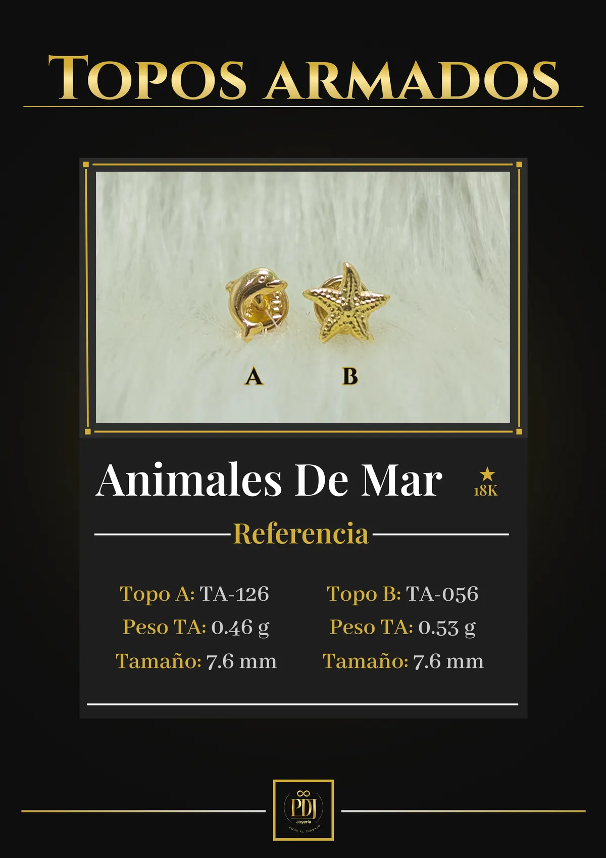 Póster de Animales De Mar en oro 18K — TA-127, TA-126, TA-056