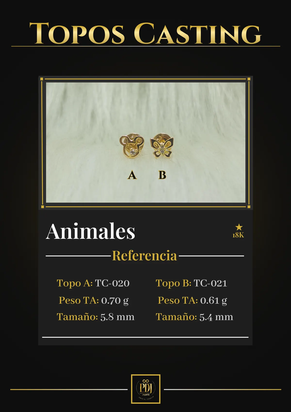 Póster de Animales en oro 18K — TC-020, TC-021