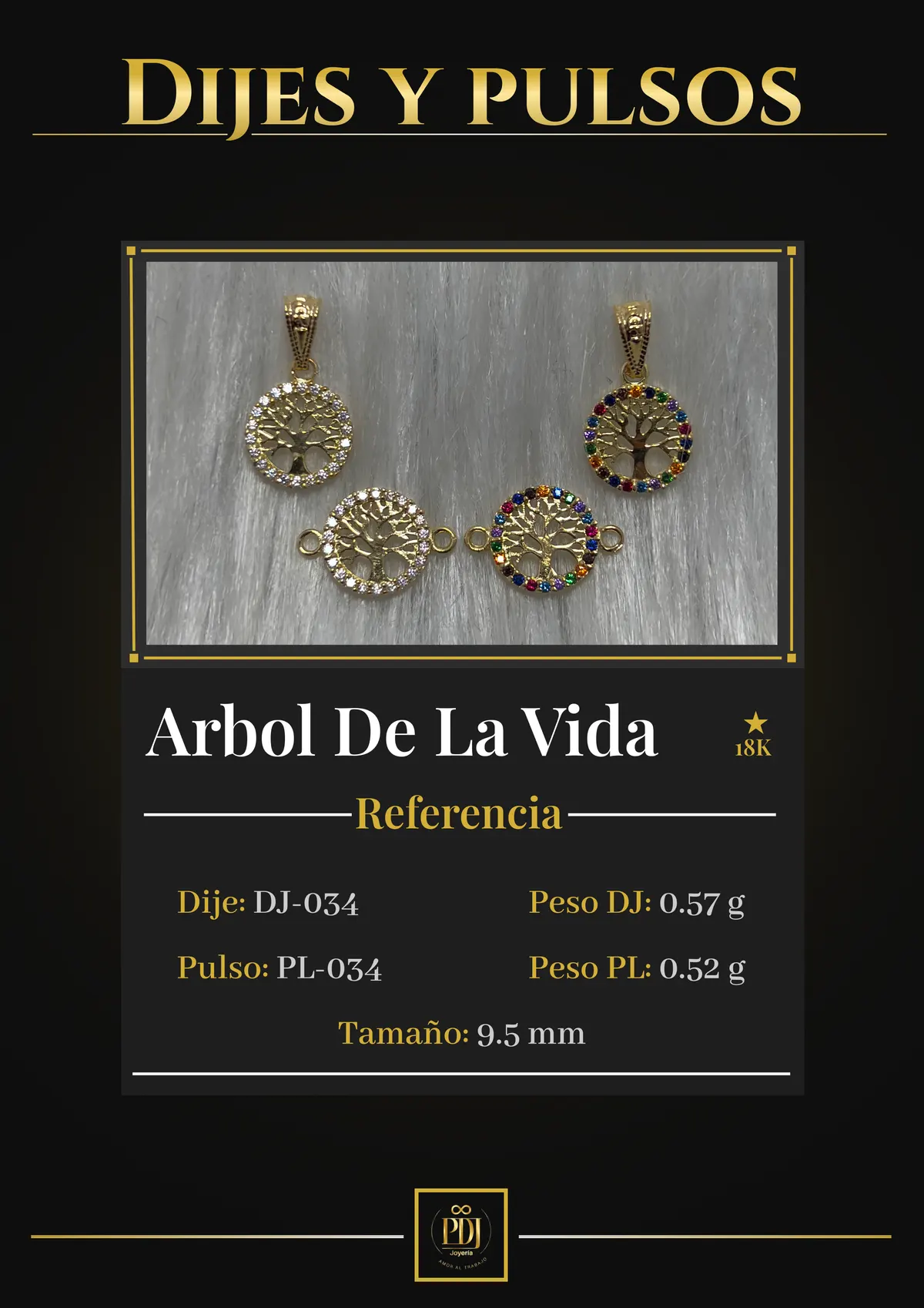 Póster de Arbol De La Vida en oro 18K — DJ-034, PL-034