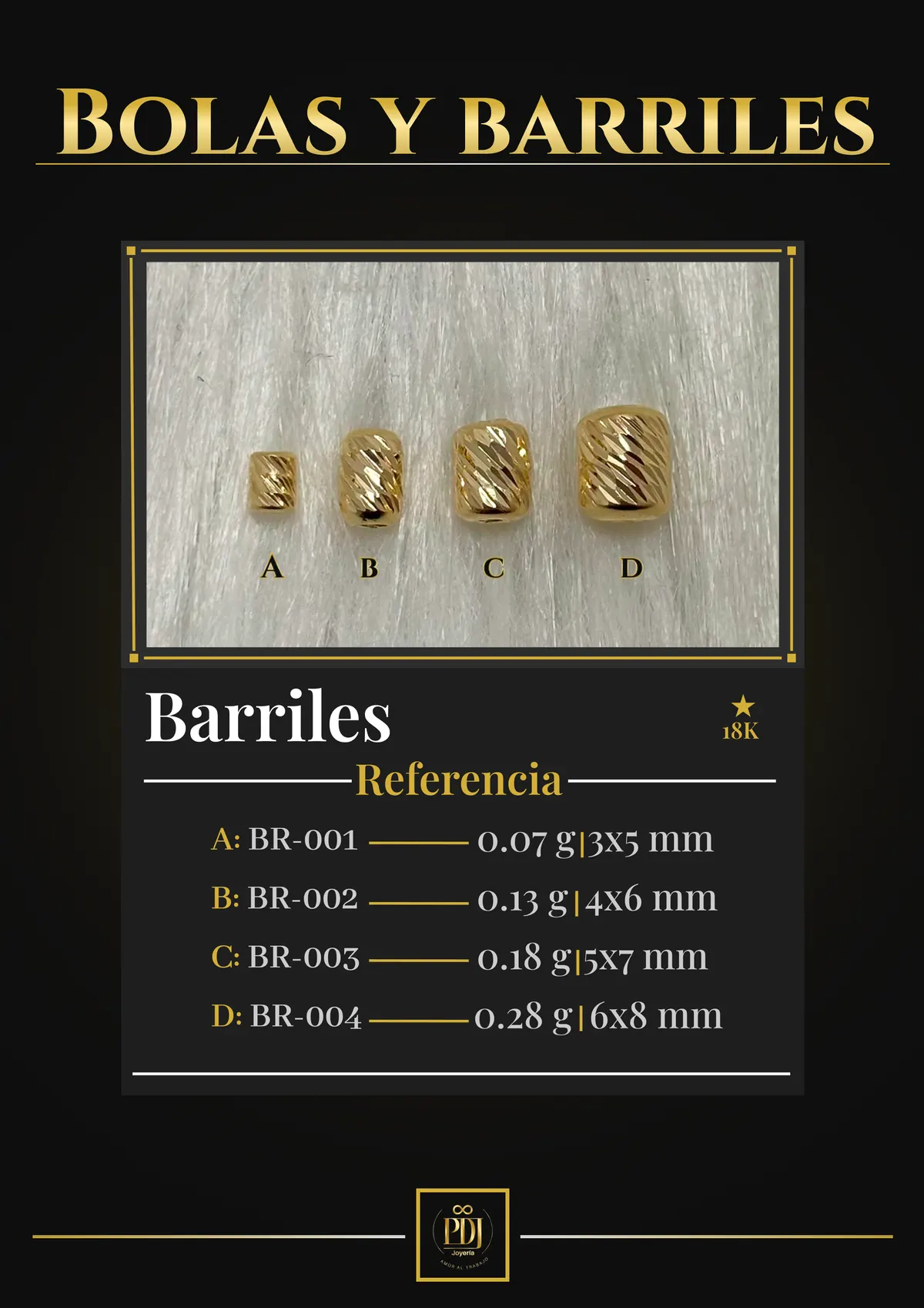 Póster de Barriles en oro 18K — BR-001, BR-002, BR-003, BR-004