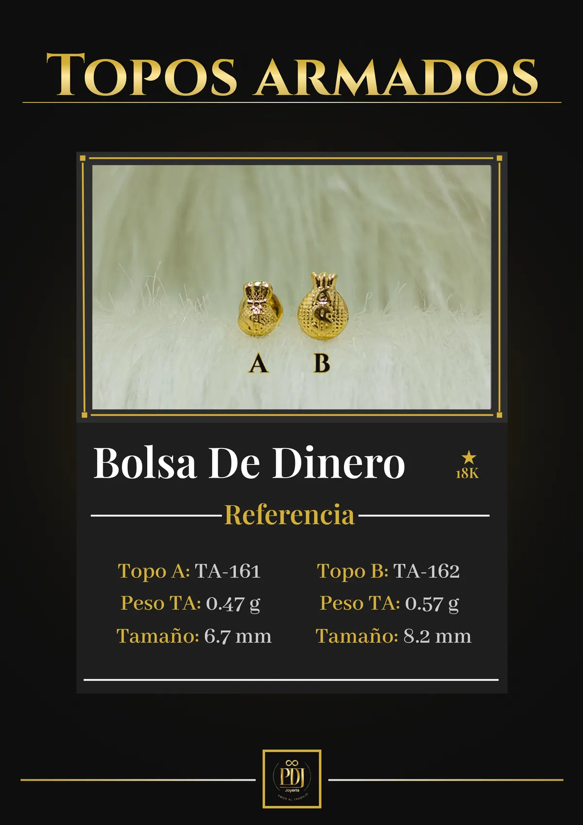 Póster de Bolsa De Dinero en oro 18K — TA-161, TA-162