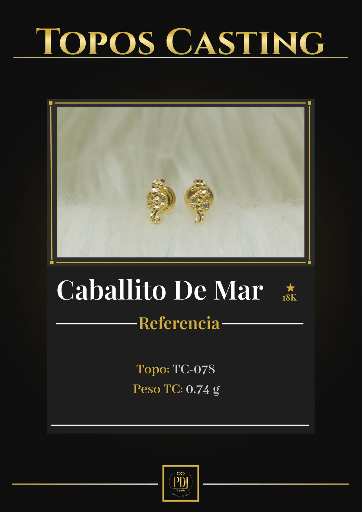 Póster de Caballito De Mar en oro 18K — TC-078