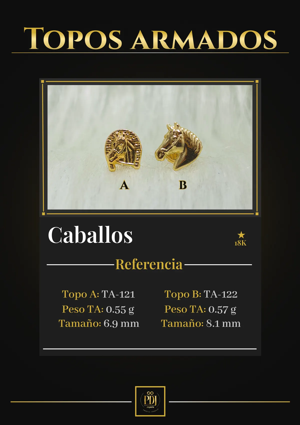 Póster de Caballos en oro 18K — TA-121, TA-122