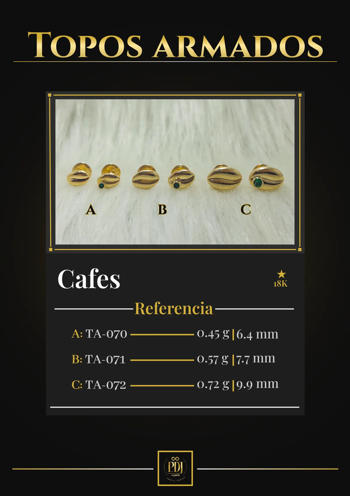 Póster de Cafes en oro 18K — TA-070, TA-071, TA-072