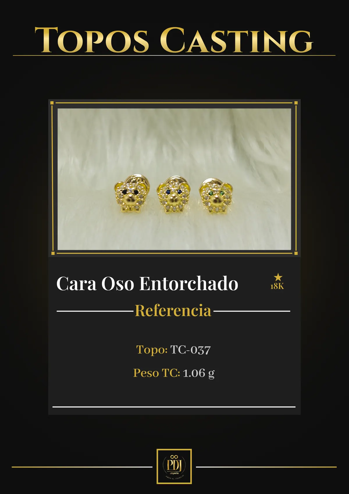 Póster de Cara Oso Entorchado en oro 18K — TC-037