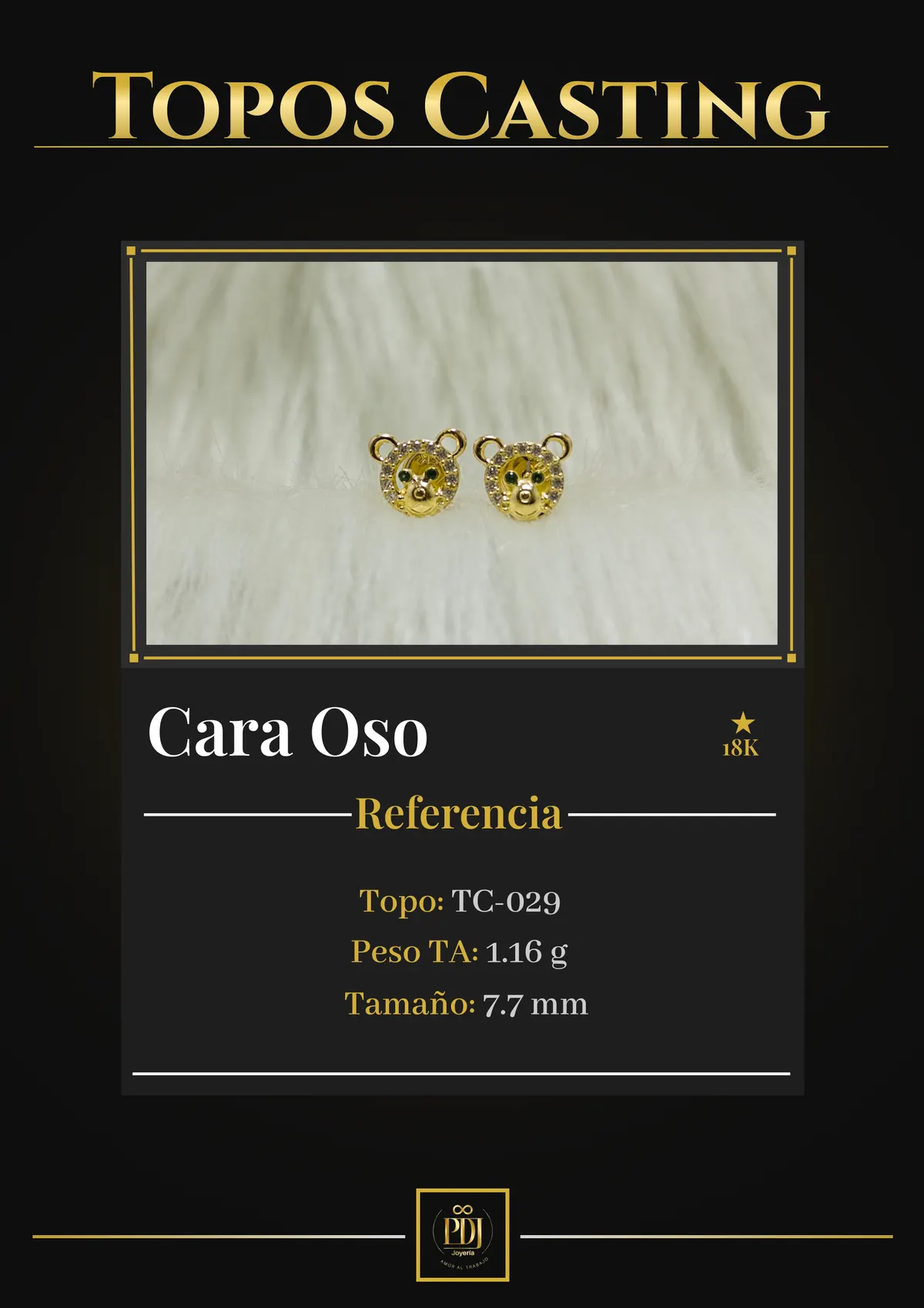 Póster de Cara Oso en oro 18K — TC-029