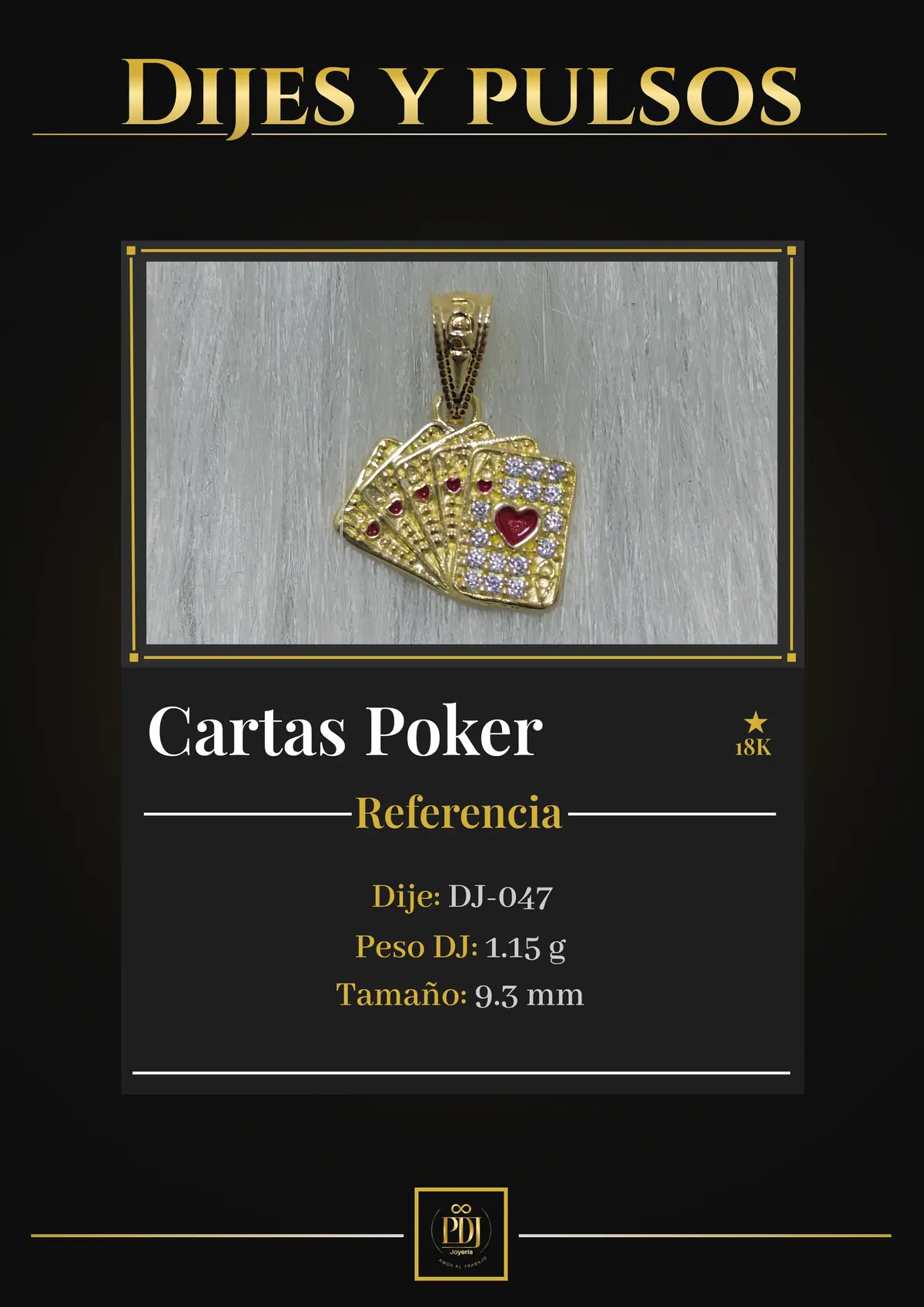 Póster de Cartas Poker en oro 18K — DJ-047