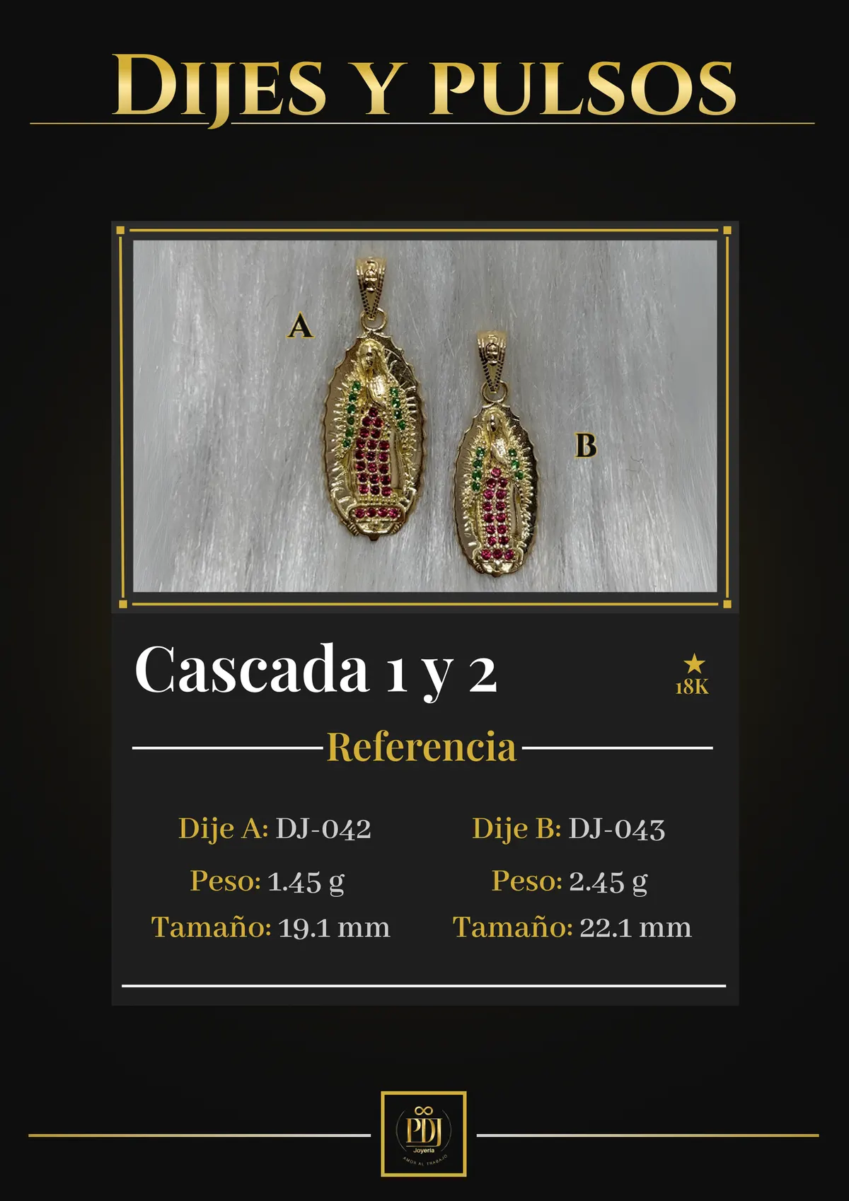 Póster de Cascada 1 y 2 en oro 18K — DJ-042, DJ-043