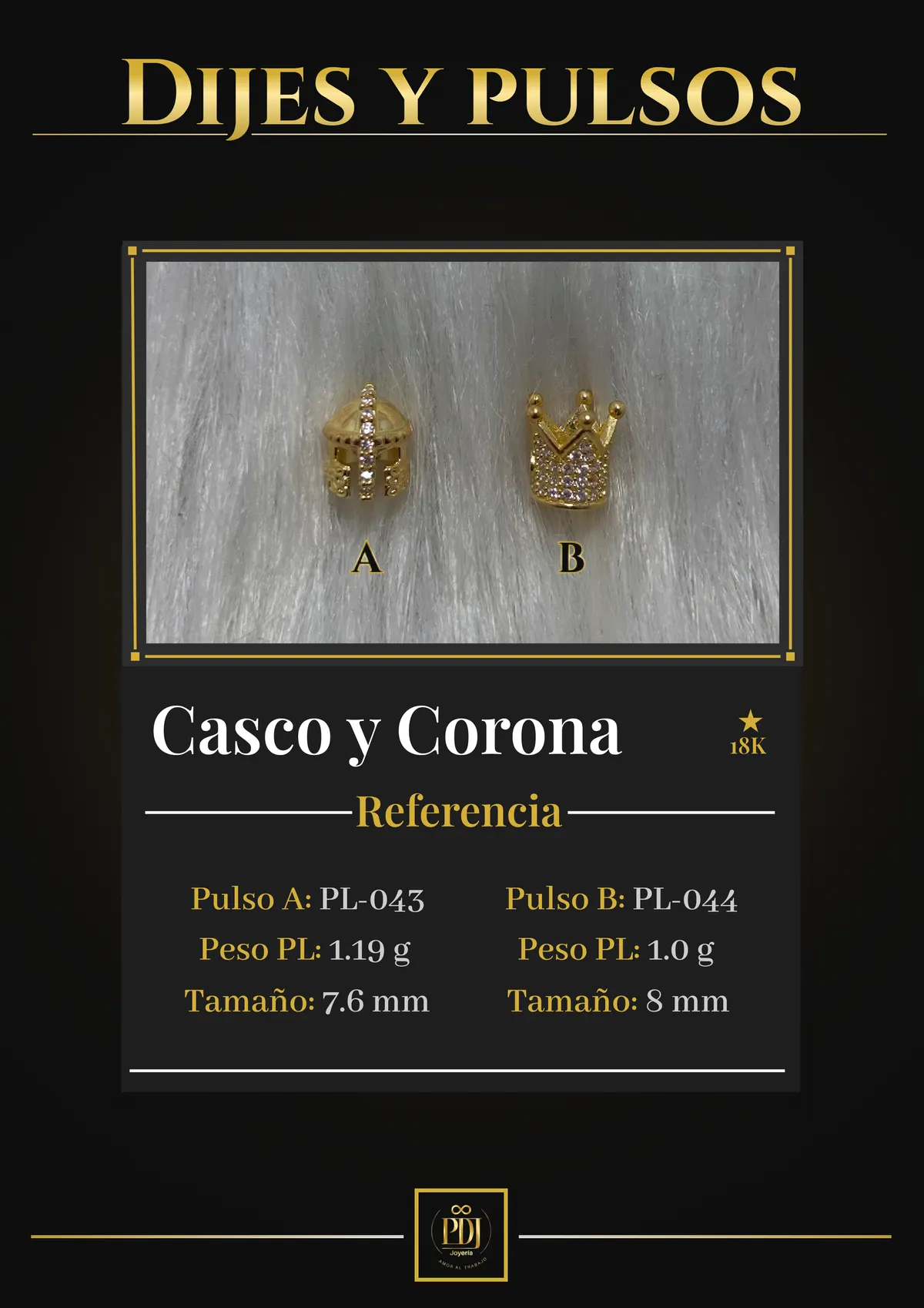 Póster de Casco y Corona en oro 18K — PL-043, PL-044