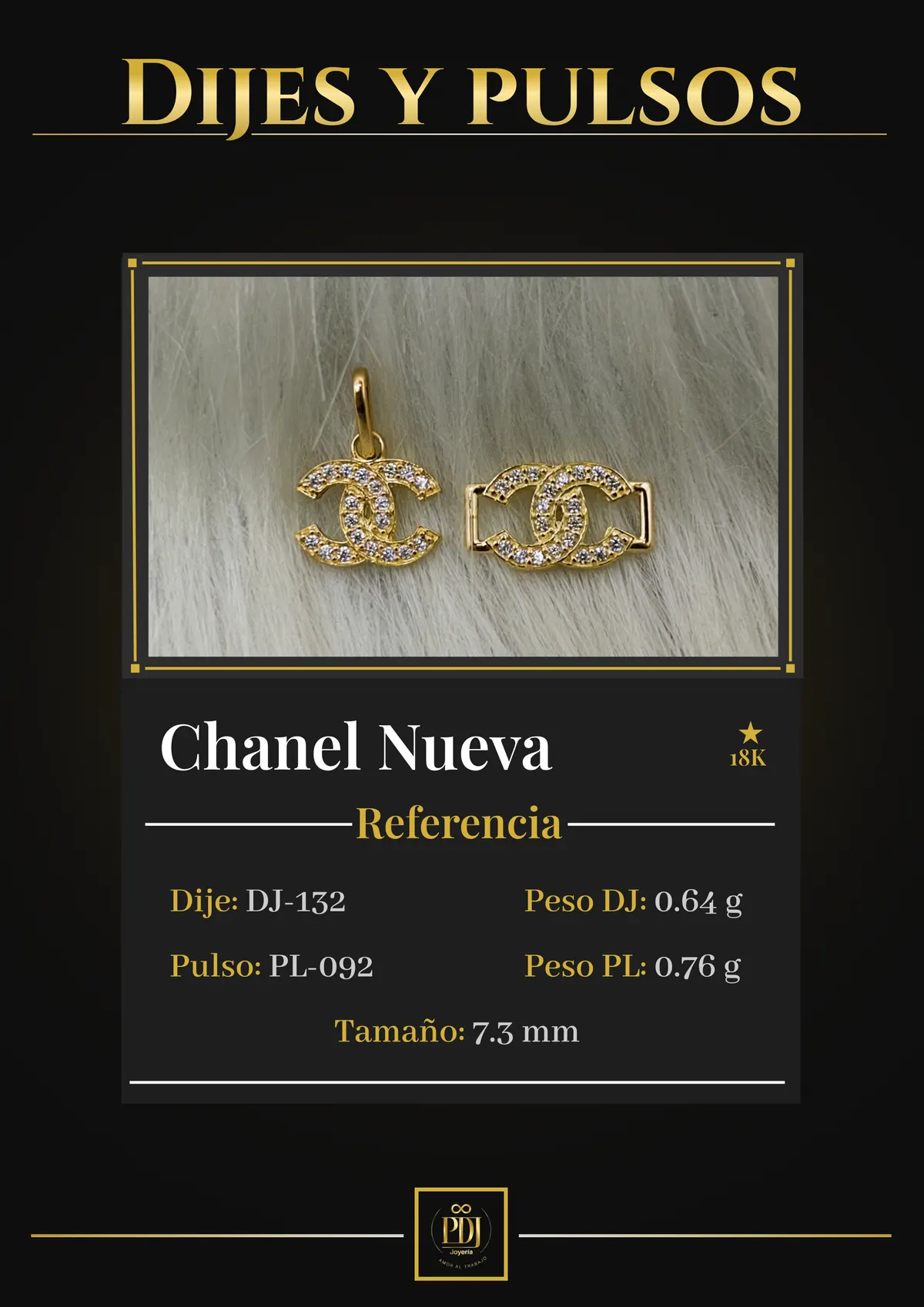 Póster de Chanel Nueva en oro 18K — DJ-132, PL-092