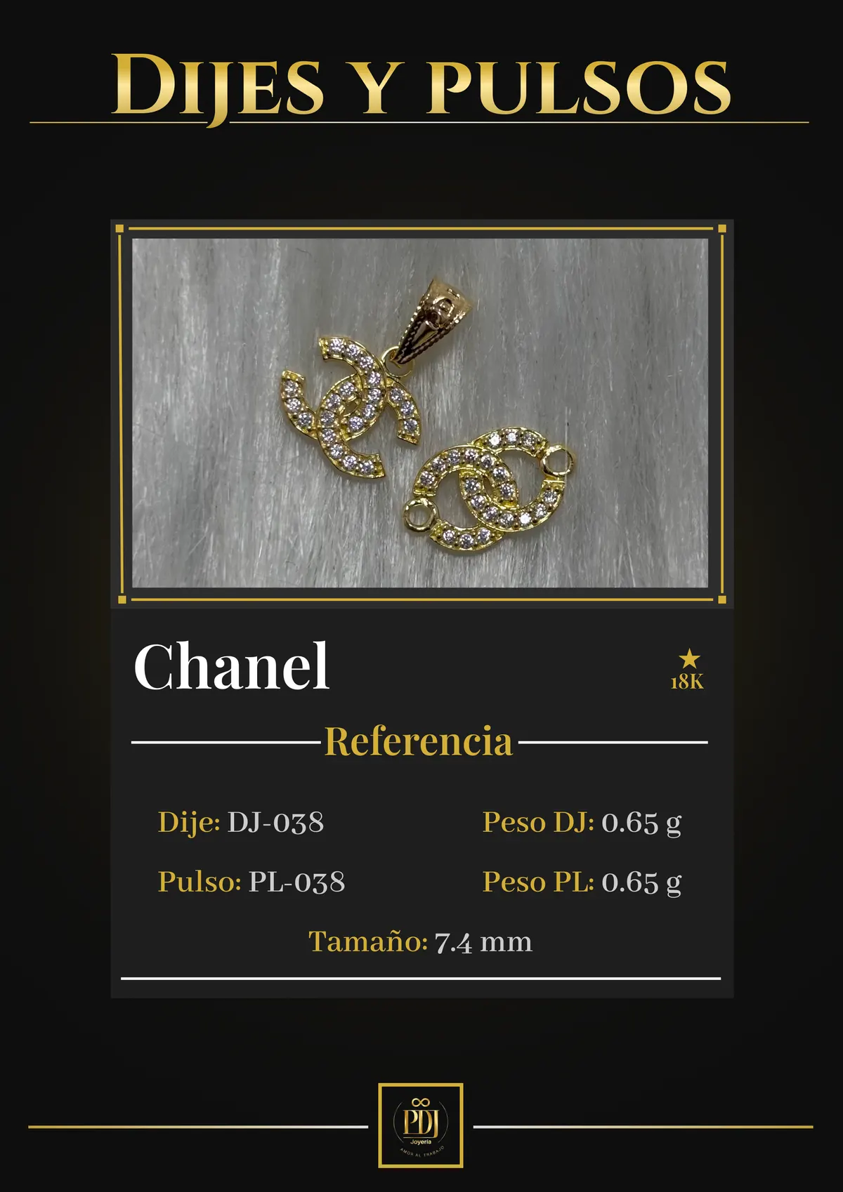 Póster de Chanel en oro 18K — DJ-038, PL-038