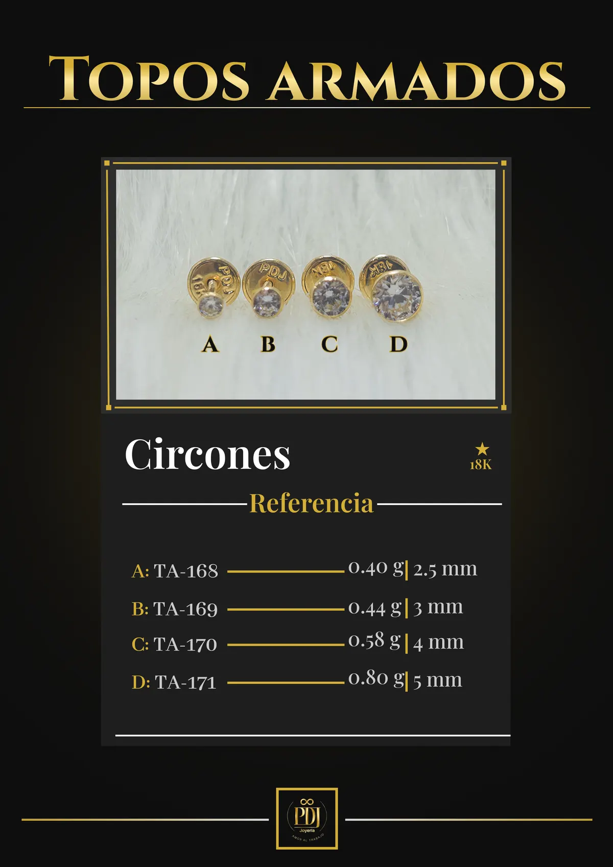 Póster de Circones en oro 18K — TA-168, TA-169, TA-170, TA-171