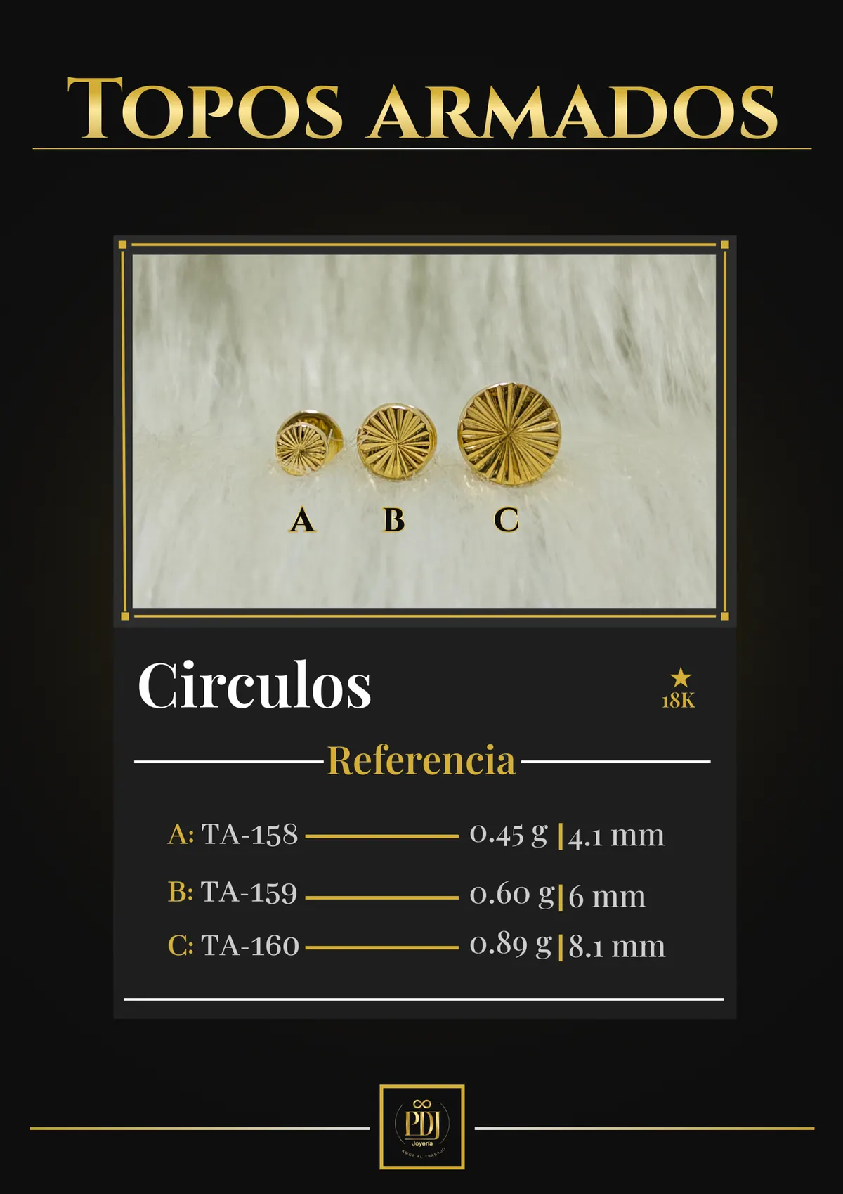Póster de Circulos en oro 18K — TA-158, TA-159, TA-160