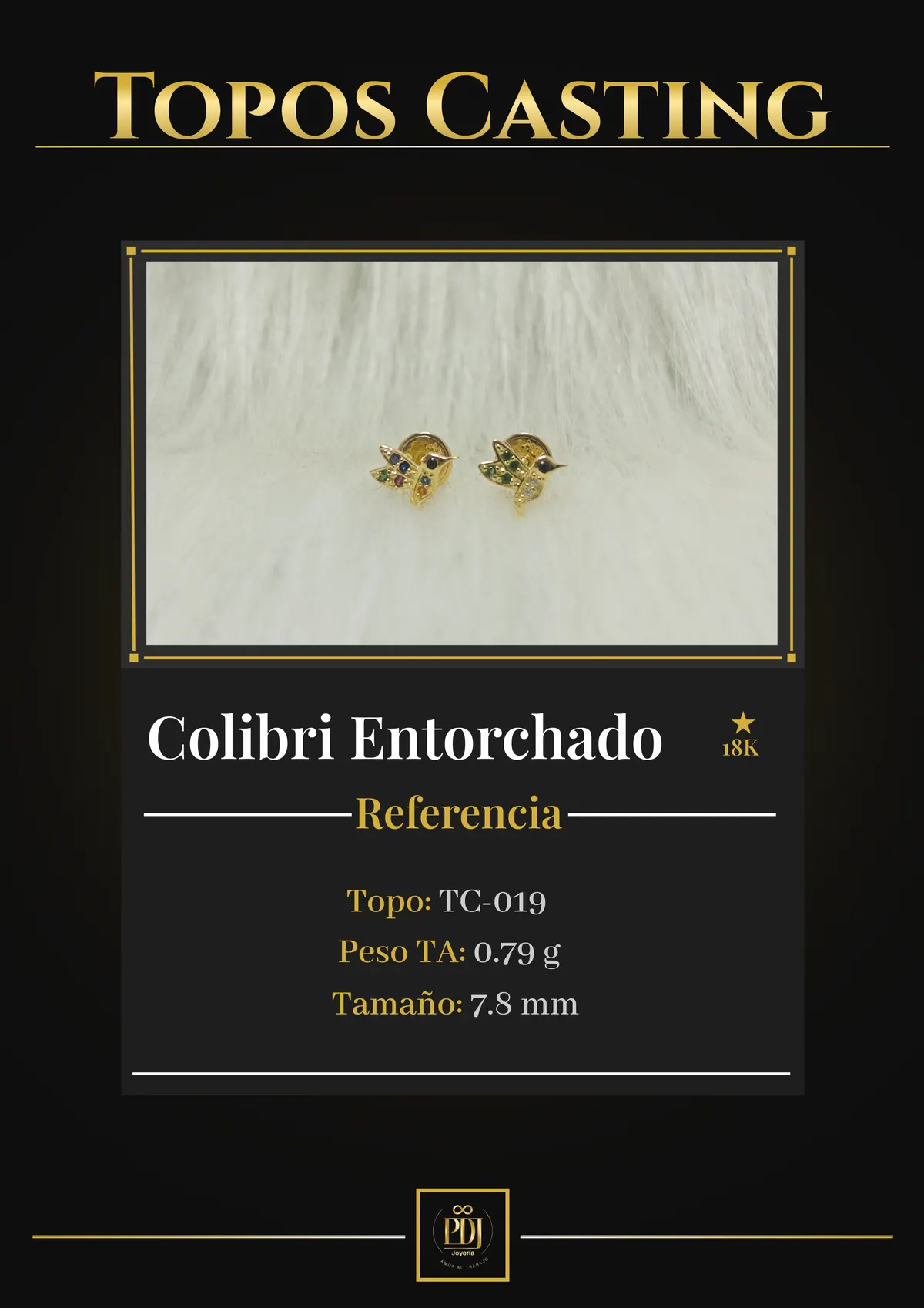 Póster de Colibri Entorchado en oro 18K — TC-019