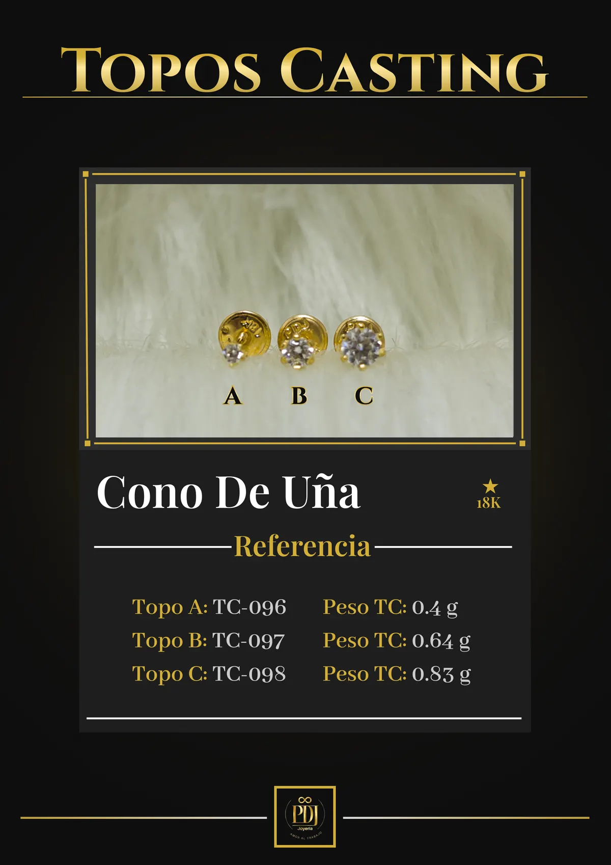 Póster de Cono De Uña en oro 18K — TC-096, TC-097, TC-098