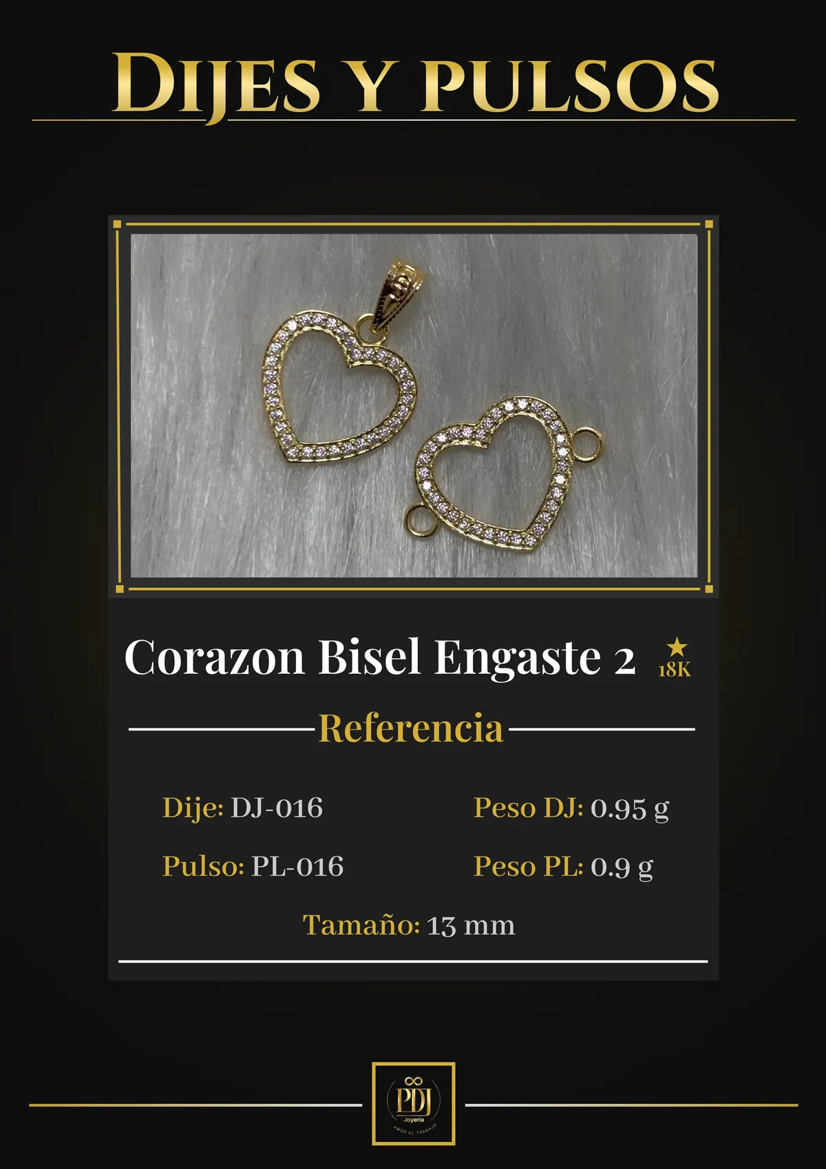 Póster de Corazon Bisel Engaste 2 en oro 18K — DJ-016, PL-016