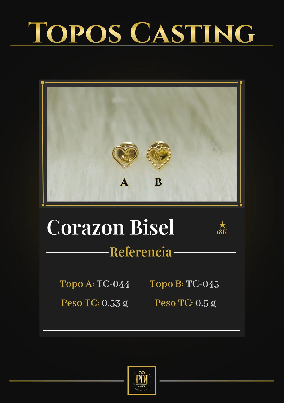 Póster de Corazon Bisel en oro 18K — TC-044, TC-045