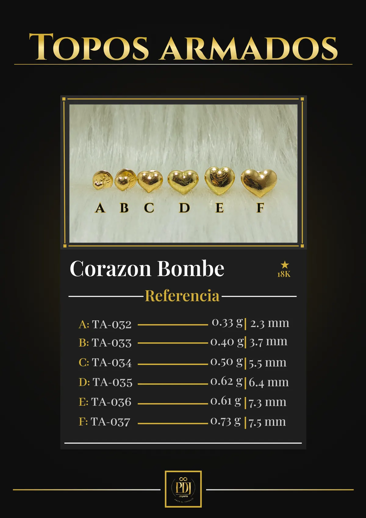 Póster de Corazon Bombe en oro 18K — TA-032, TA-033, TA-034, TA-035, TA-036, TA-037