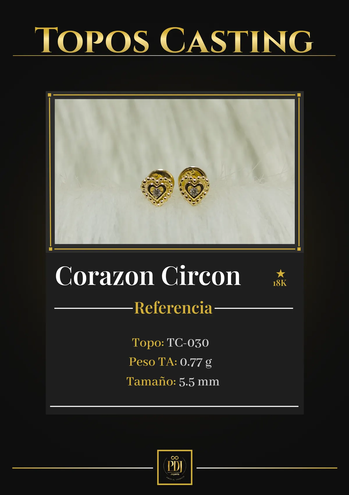 Póster de Corazon Circon en oro 18K — TC-030