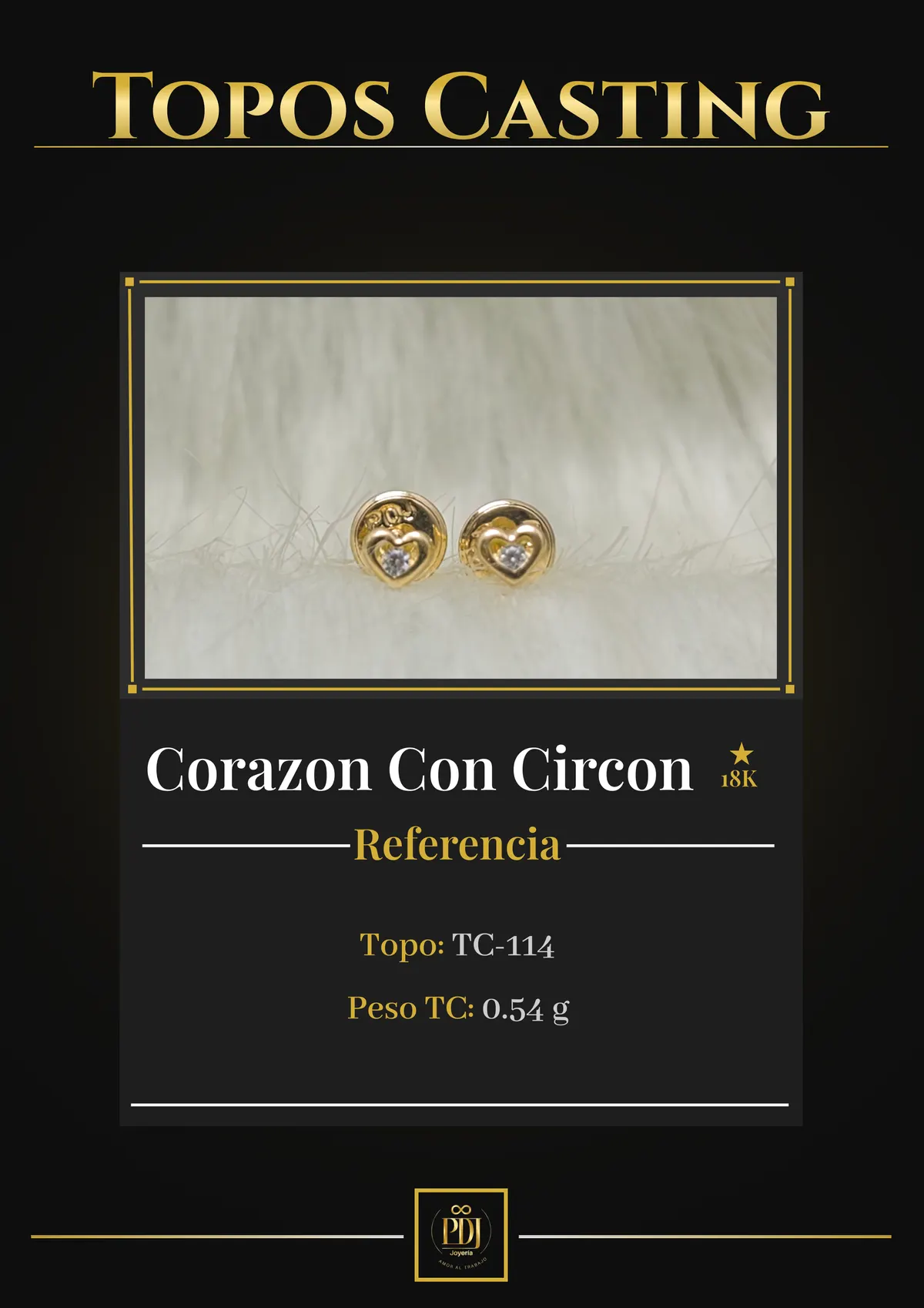 Póster de Corazon Con Circon en oro 18K — TC-114