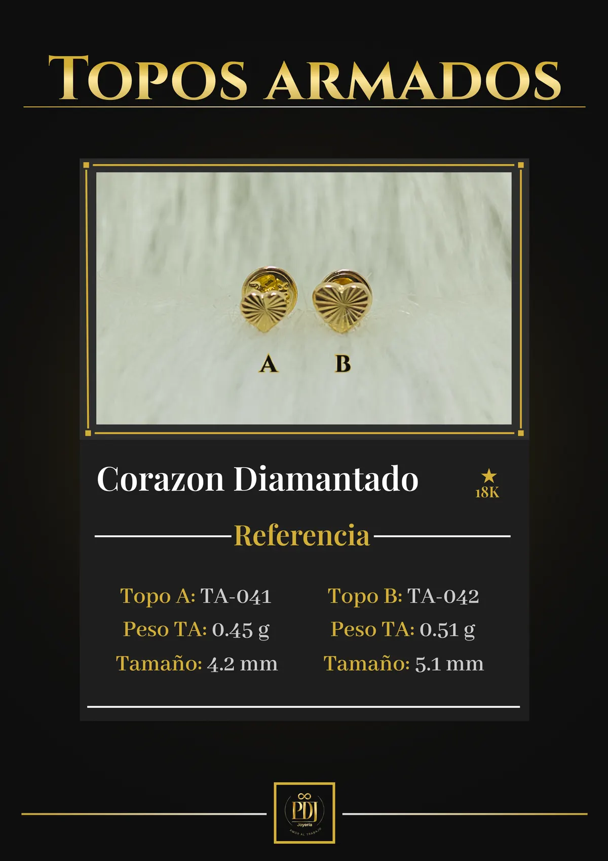 Póster de Corazon Diamantado en oro 18K — TA-041, TA-042