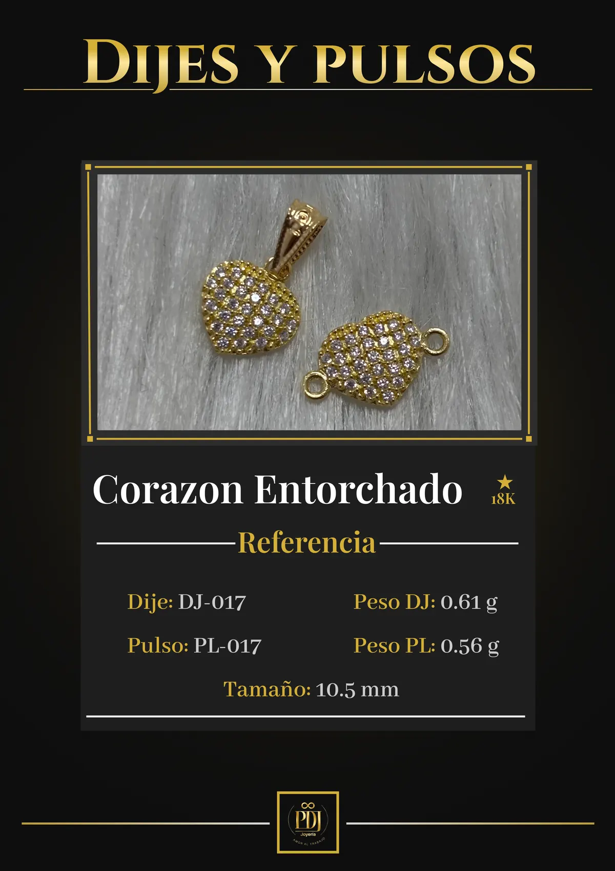 Póster de Corazon Entorchado en oro 18K — DJ-017, PL-017