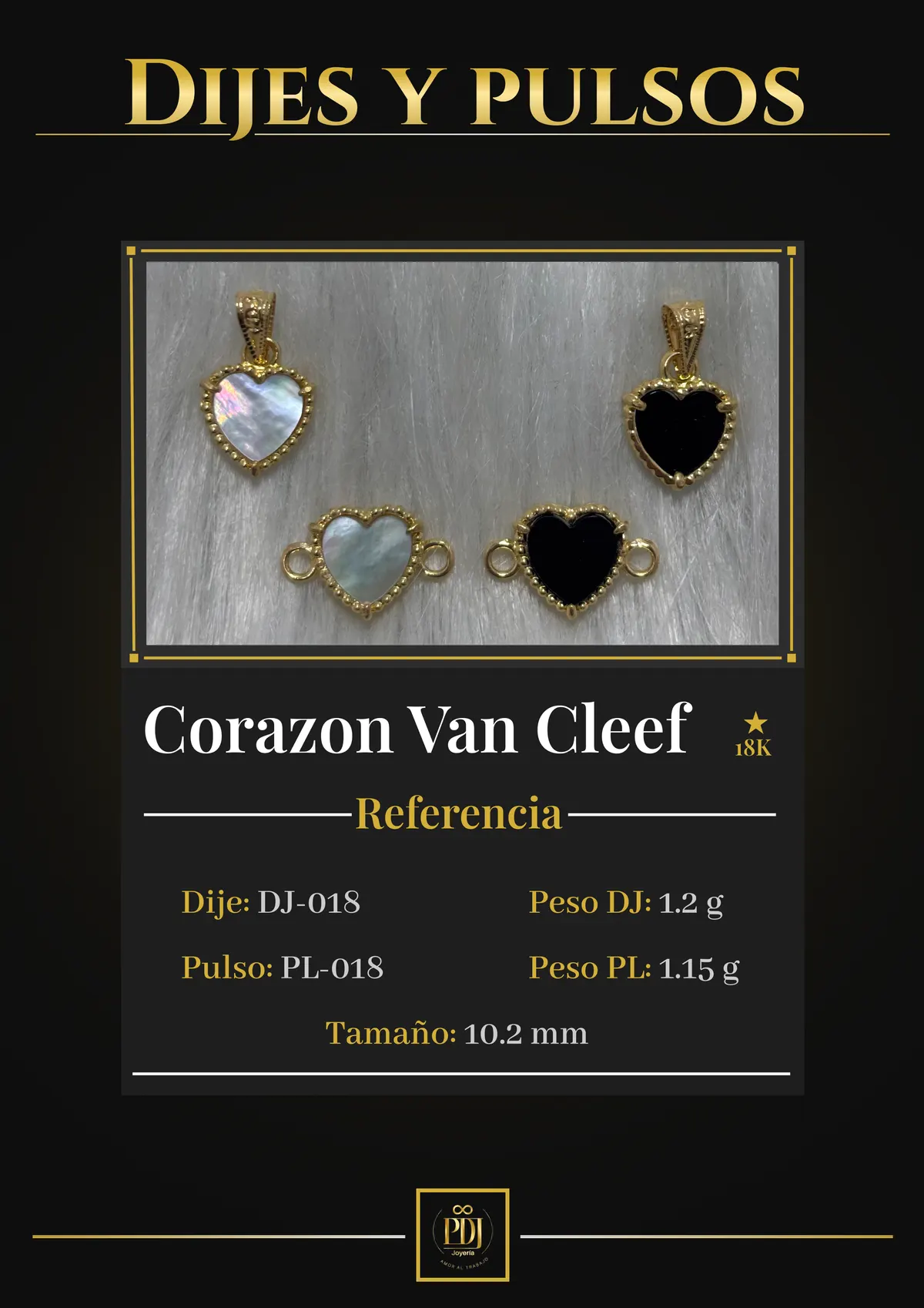 Póster de Corazon Van Cleef en oro 18K — DJ-018, PL-018