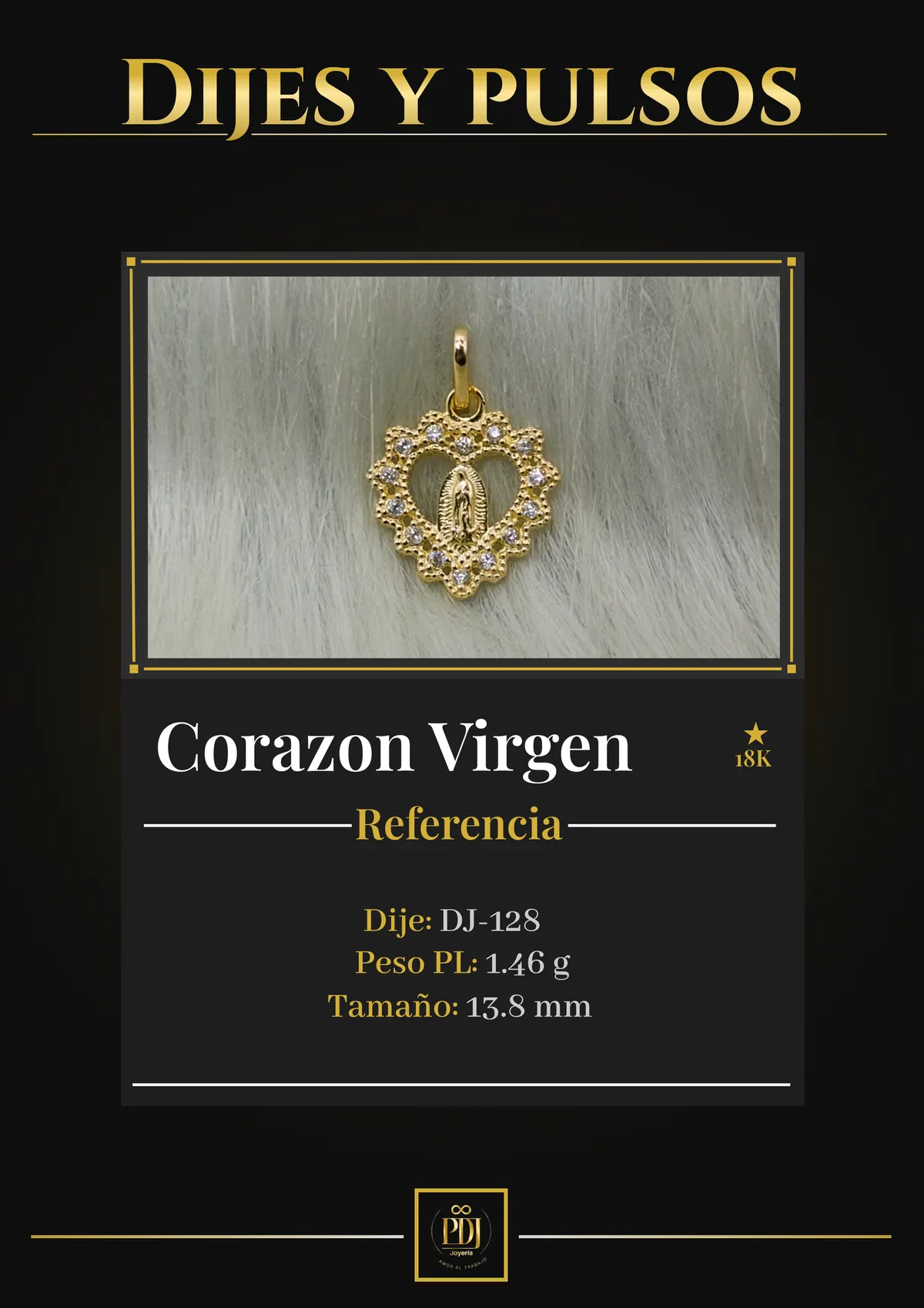 Póster de Corazon Virgen en oro 18K — DJ-128