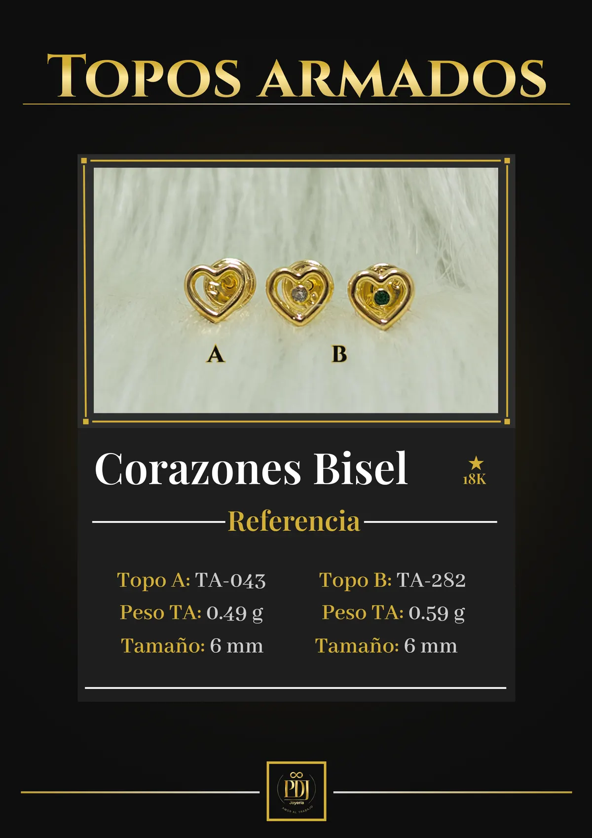 Póster de Corazones Bisel en oro 18K — TA-043, TA-282