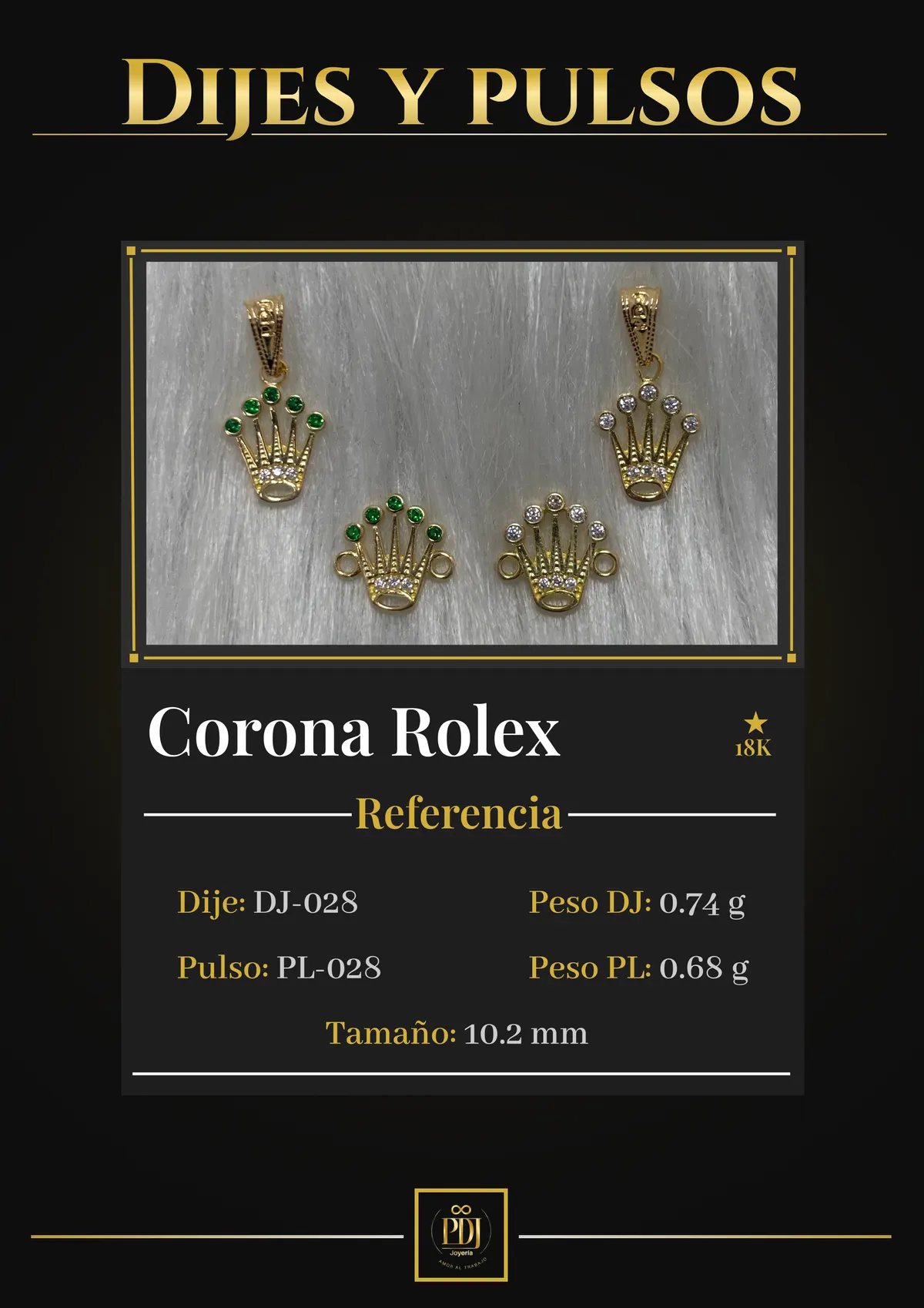 Póster de Corona Rolex en oro 18K — DJ-028, PL-028