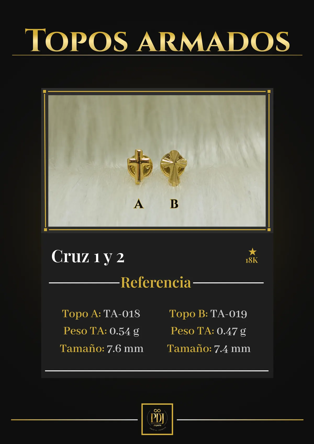 Póster de Cruz 1 y 2 en oro 18K — TA-018, TA-019