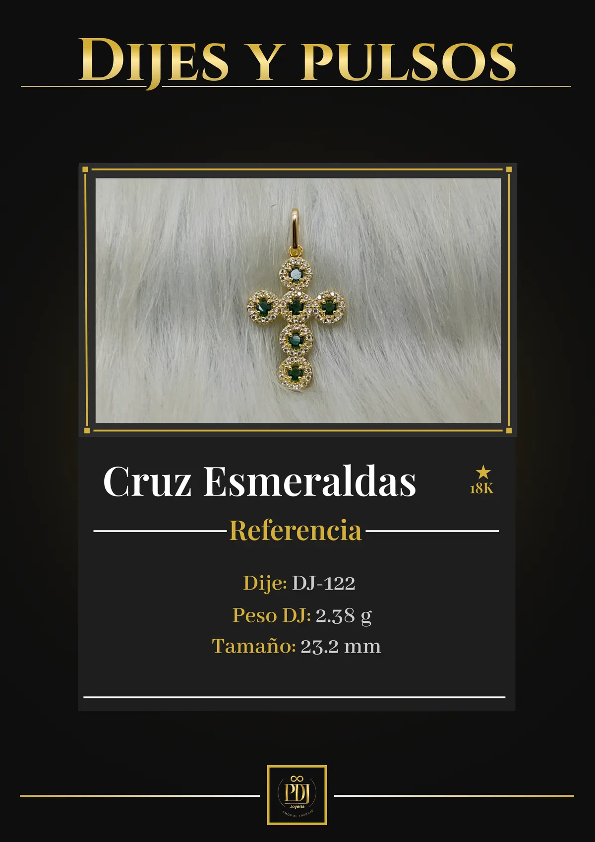 Póster de Cruz Esmeraldas en oro 18K — DJ-122