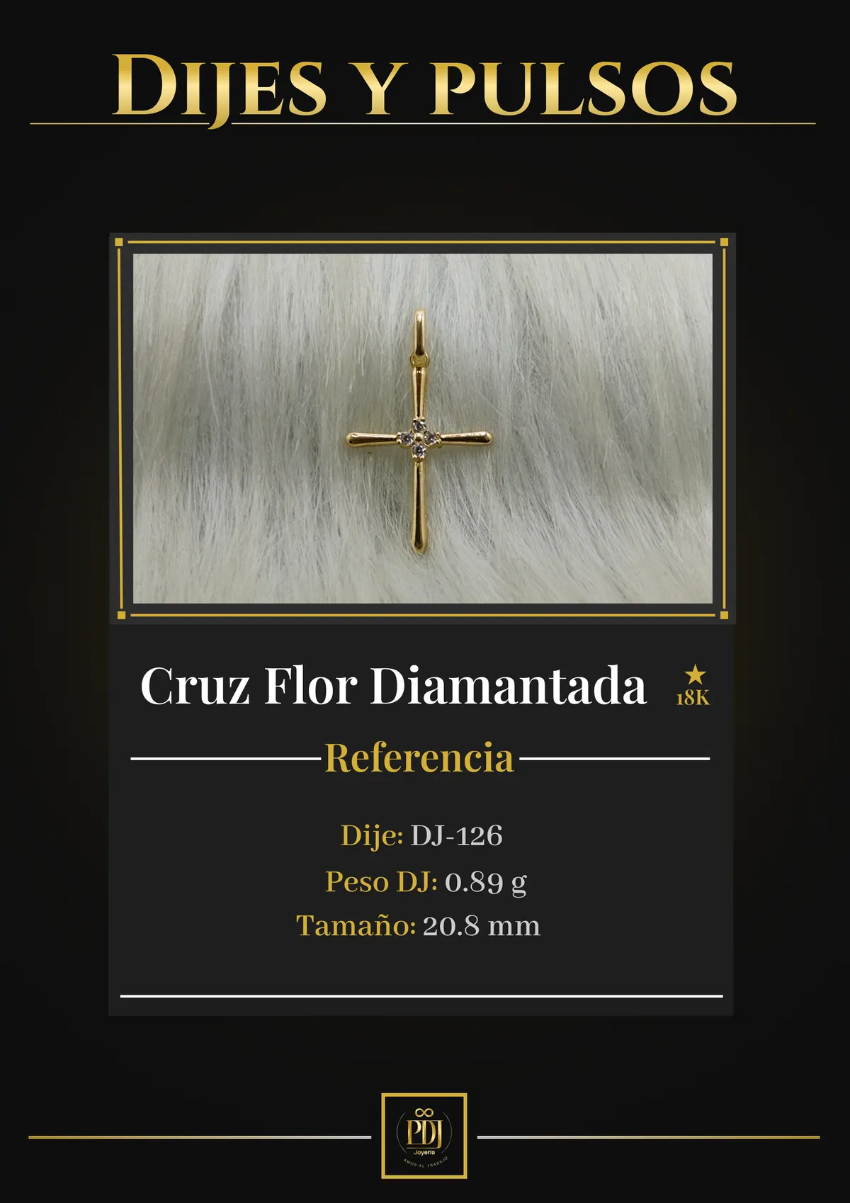 Póster de Cruz Flor Diamantada en oro 18K — DJ-126