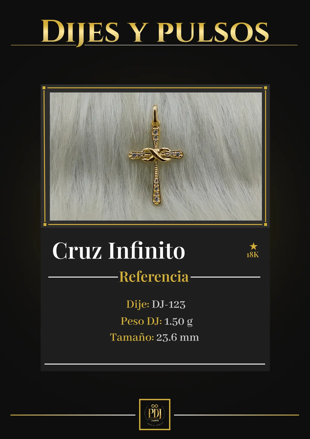 Póster de Cruz Infinito en oro 18K — DJ-123