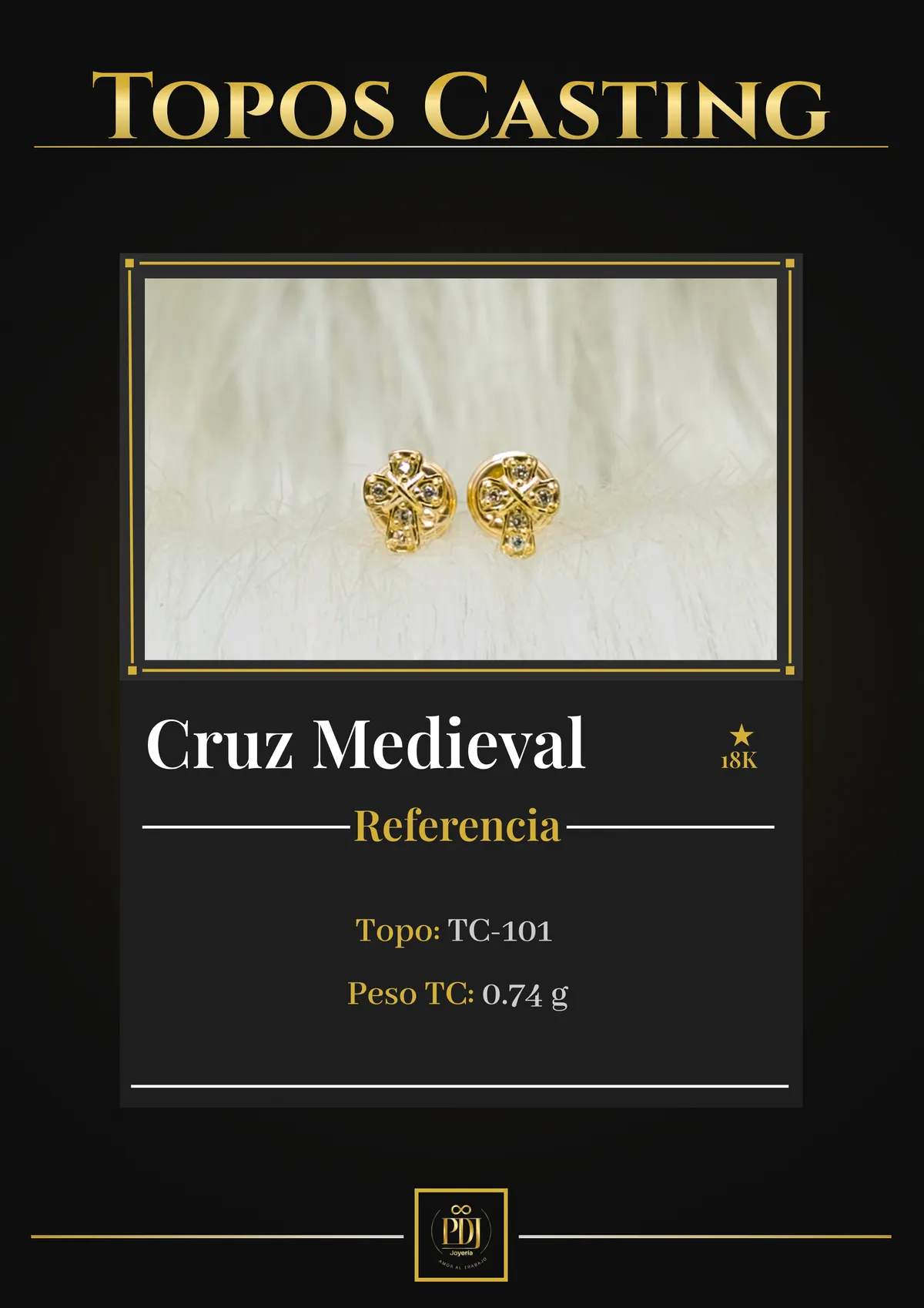 Póster de Cruz Medieval en oro 18K — TC-101