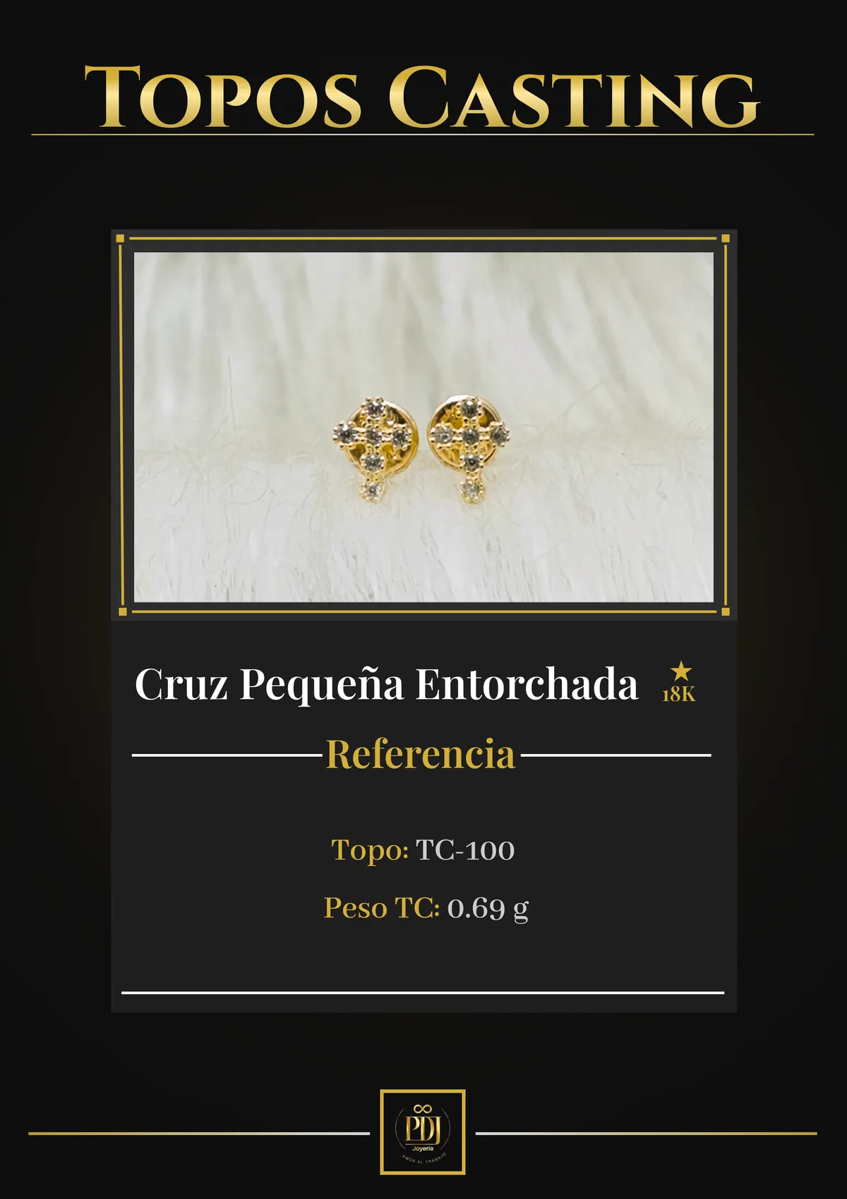Póster de Cruz Pequeña Entorchada en oro 18K — TC-100