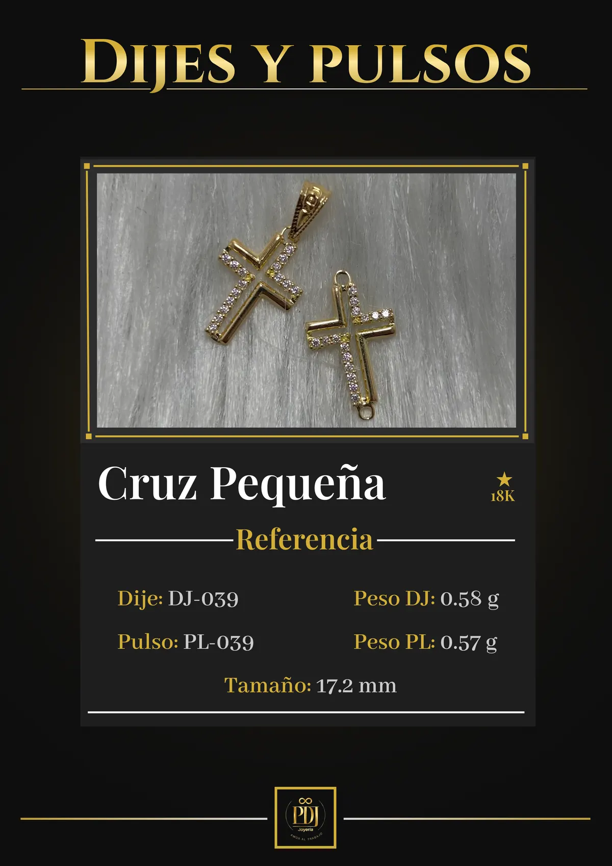 Póster de Cruz Pequeña en oro 18K — DJ-039, PL-039