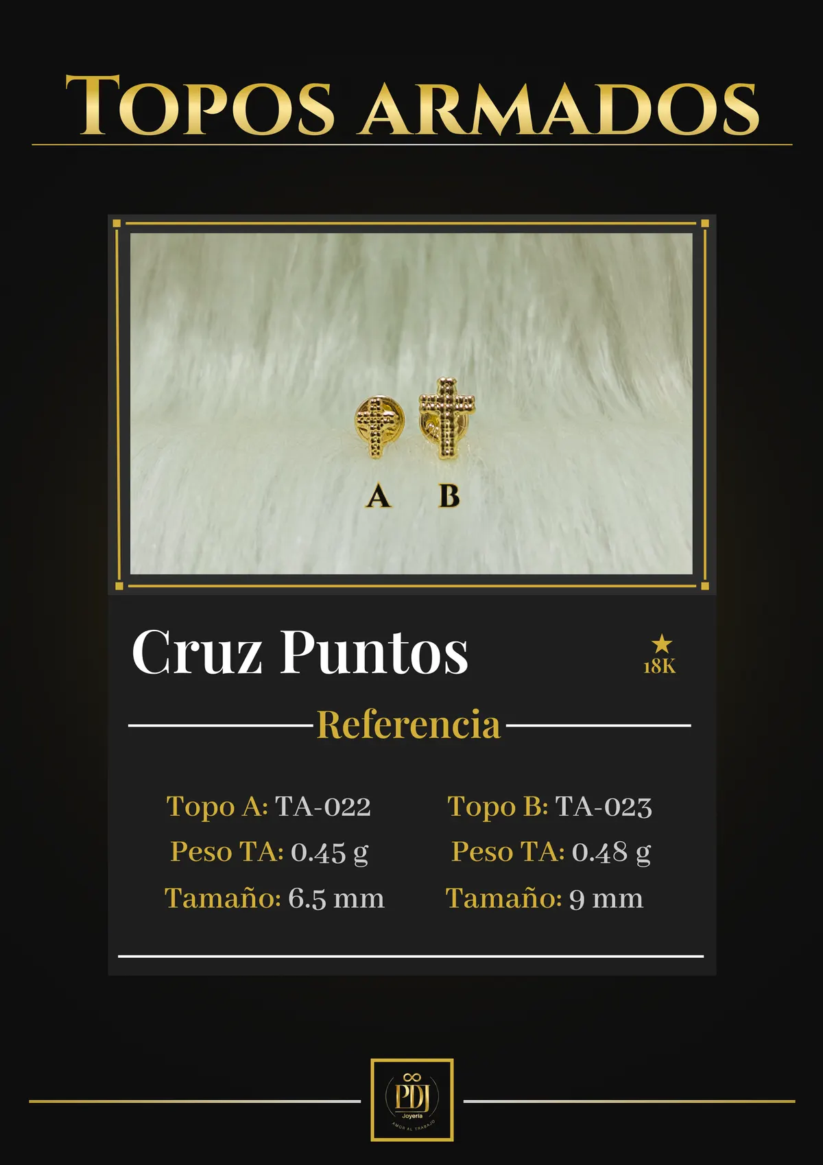 Póster de Cruz Puntos en oro 18K — TA-022, TA-023