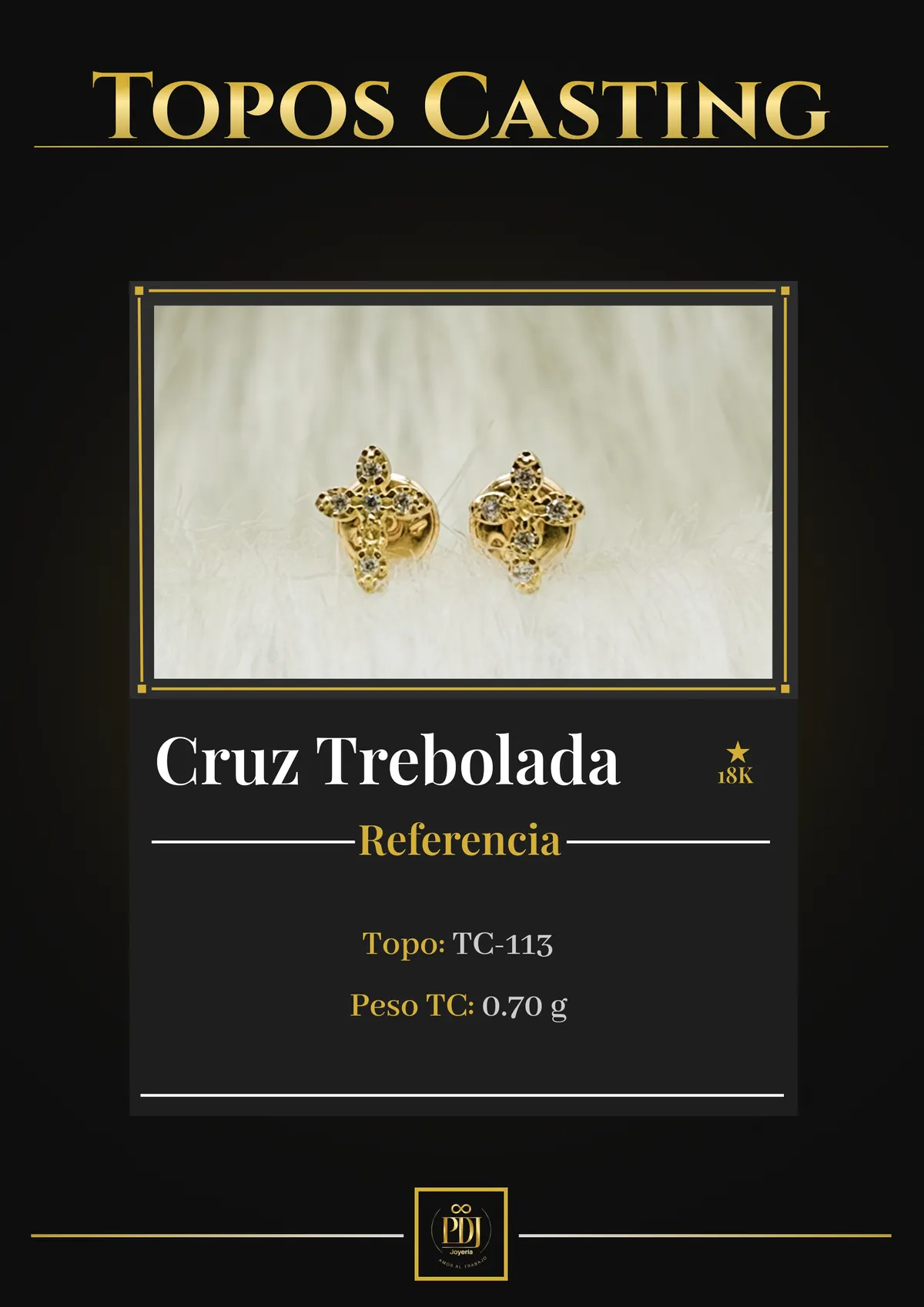 Póster de Cruz Trebolada en oro 18K — TC-113