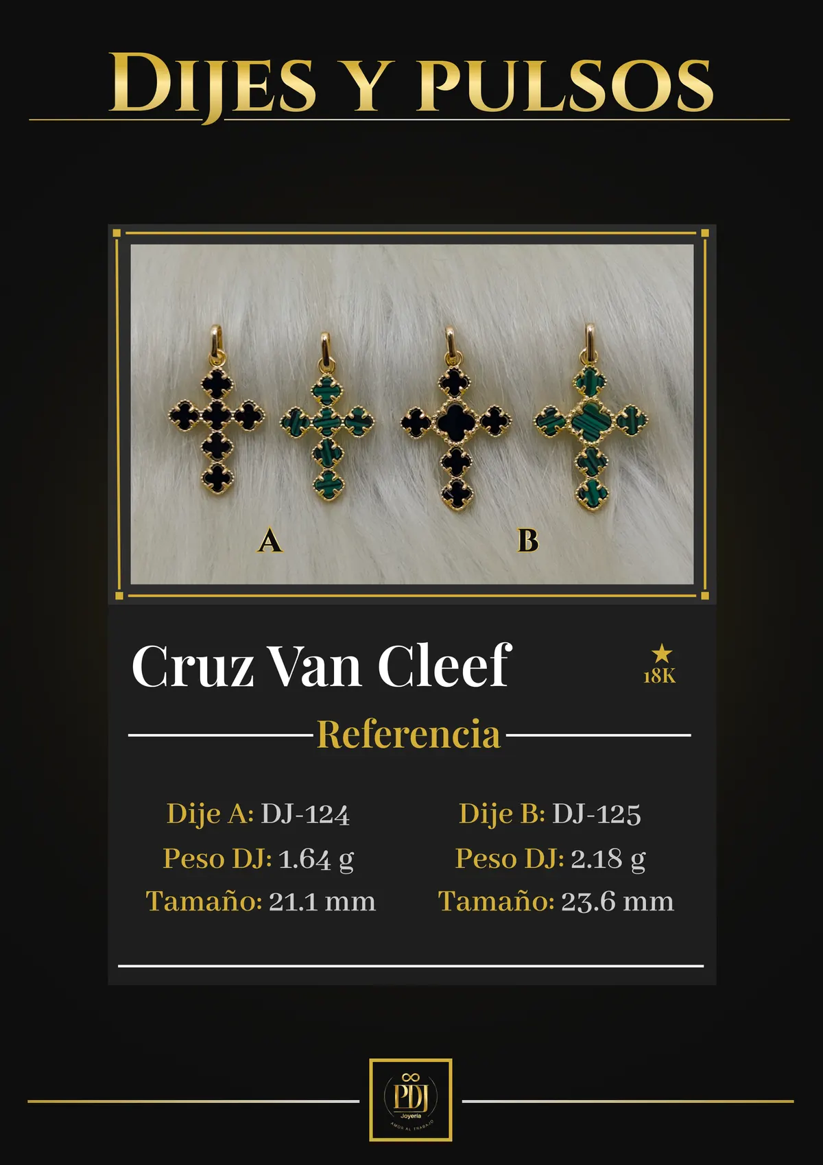 Póster de Cruz Van Cleef en oro 18K — DJ-124, DJ-125