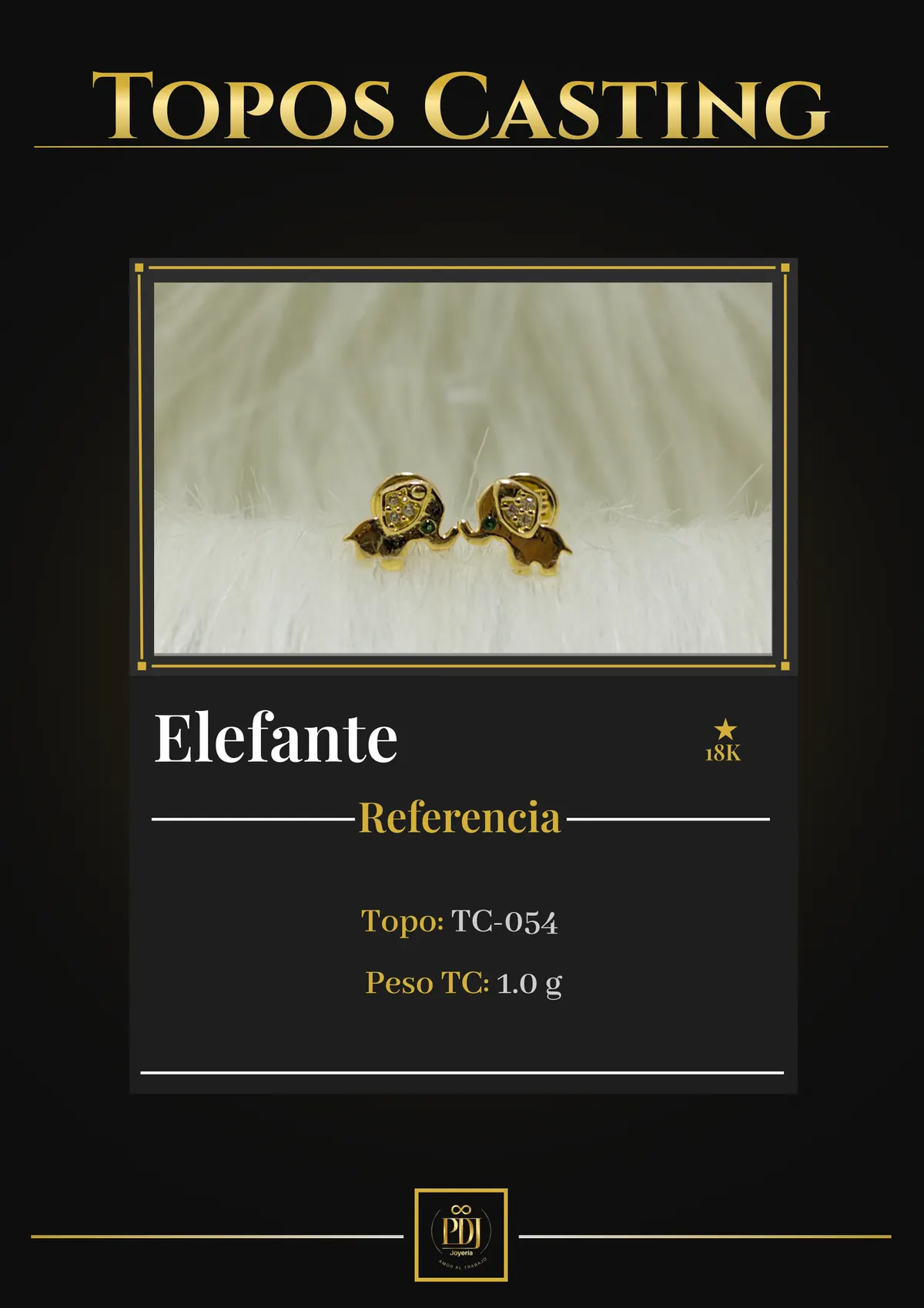 Póster de Elefante en oro 18K — TC-054