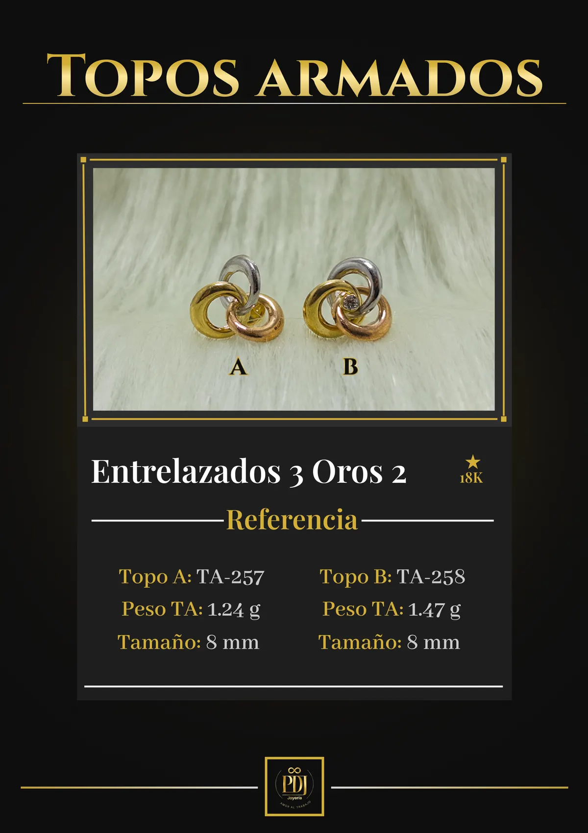 Póster de Entrelazados 3 Oros 2 en oro 18K — TA-257, TA-258