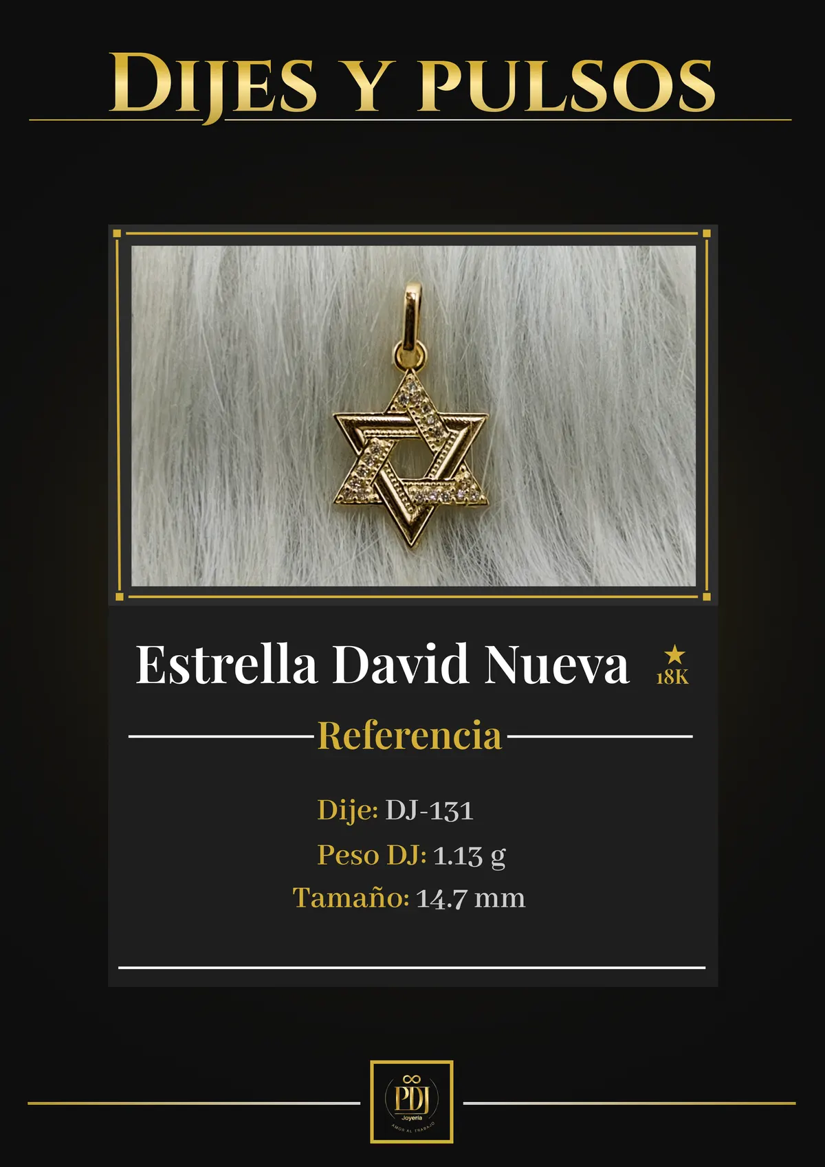Póster de Estrella David Nueva en oro 18K — DJ-131