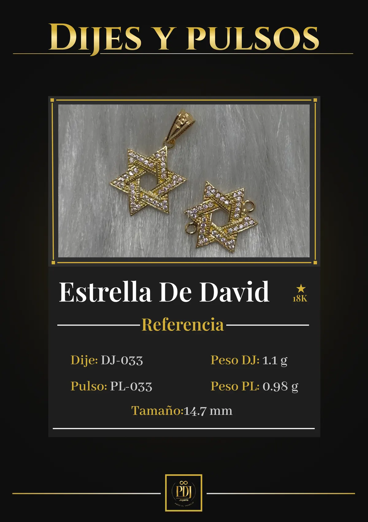 Póster de Estrella De David en oro 18K — DJ-033, PL-033