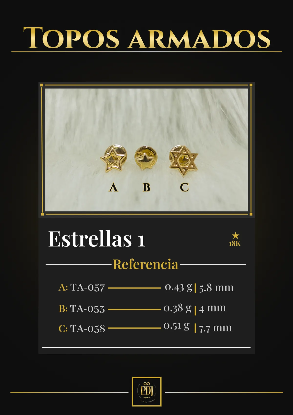 Póster de Estrellas 1 en oro 18K — TA-057, TA-053, TA-058