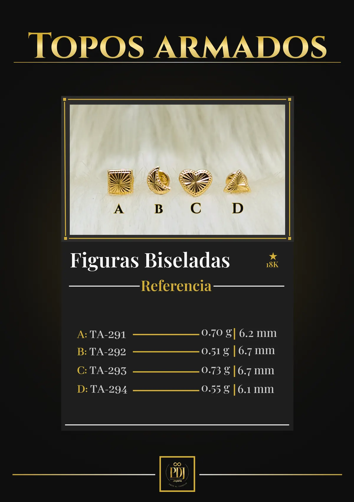 Póster de Figuras Biseladas en oro 18K — TA-291, TA-292, TA-293, TA-294