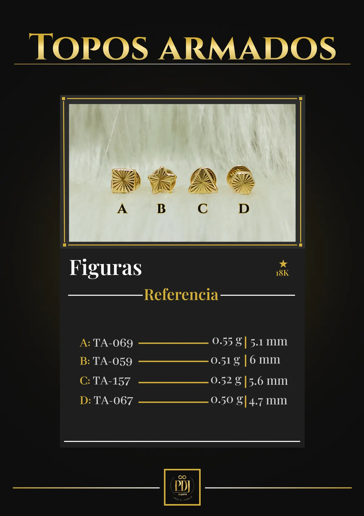Póster de Figuras en oro 18K — TA-069, TA-059, TA-157, TA-067