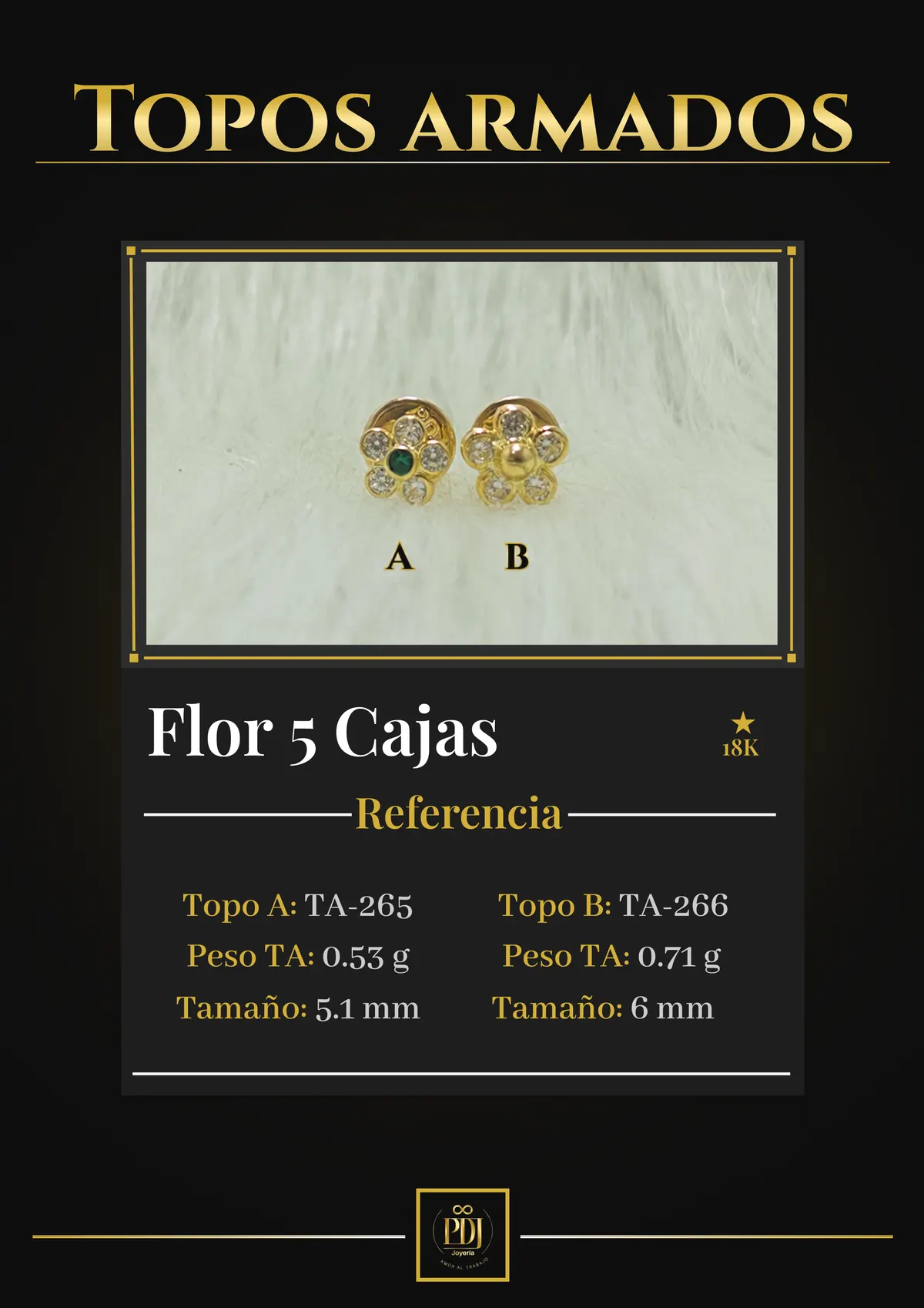 Póster de Flor 5 Cajas en oro 18K — TA-265, TA-266