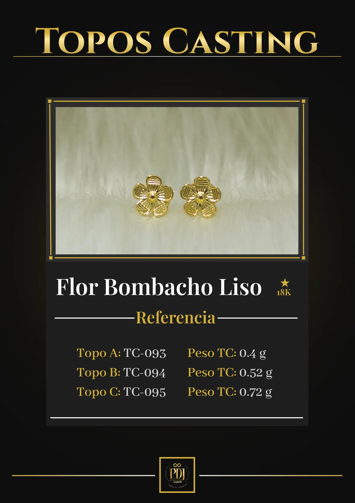 Póster de Flor Bombacho Liso en oro 18K — TC-093, TC-094, TC-095